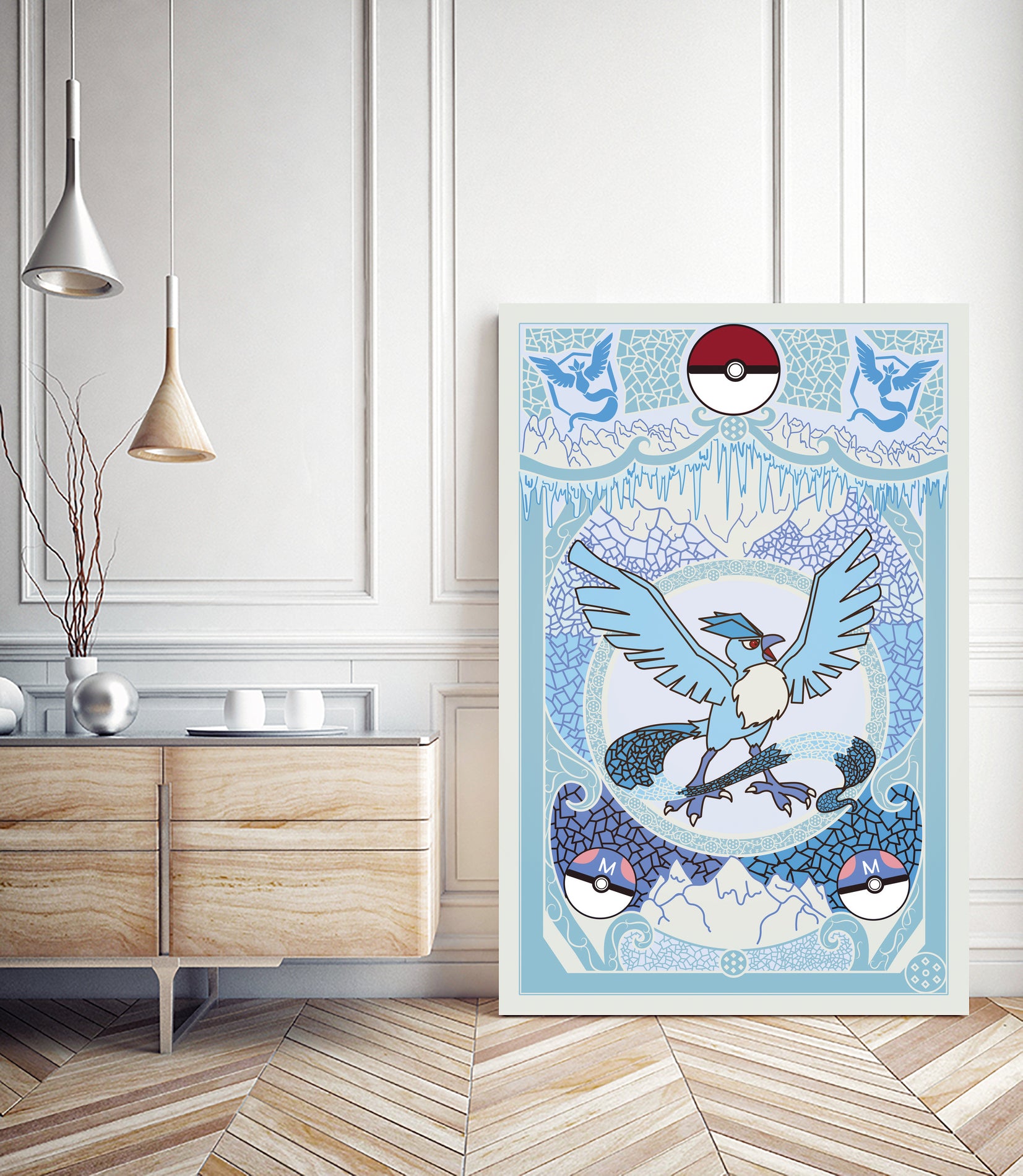 Stained Glass Articuno: Pokemon GO Edition by Erin Fitzgerald on GIANT ART - blue digital drawing