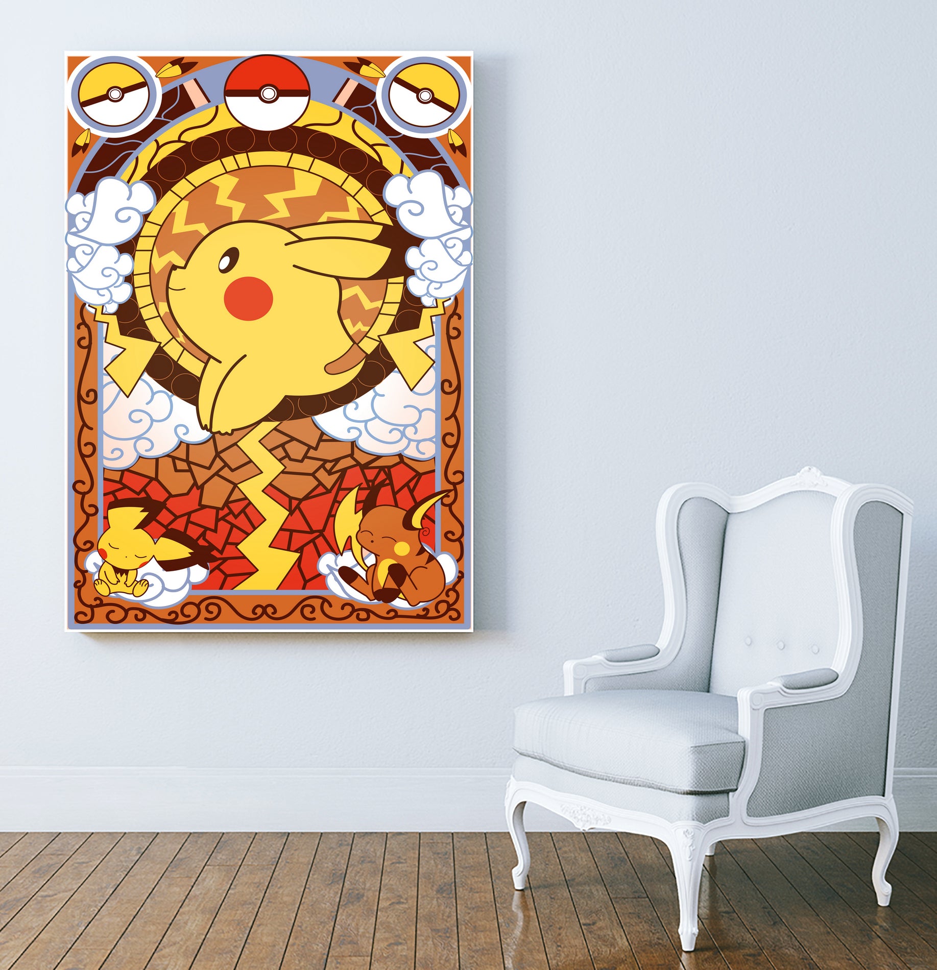 Stained Glass Pikachu by Erin Fitzgerald on GIANT ART - yellow digital drawing