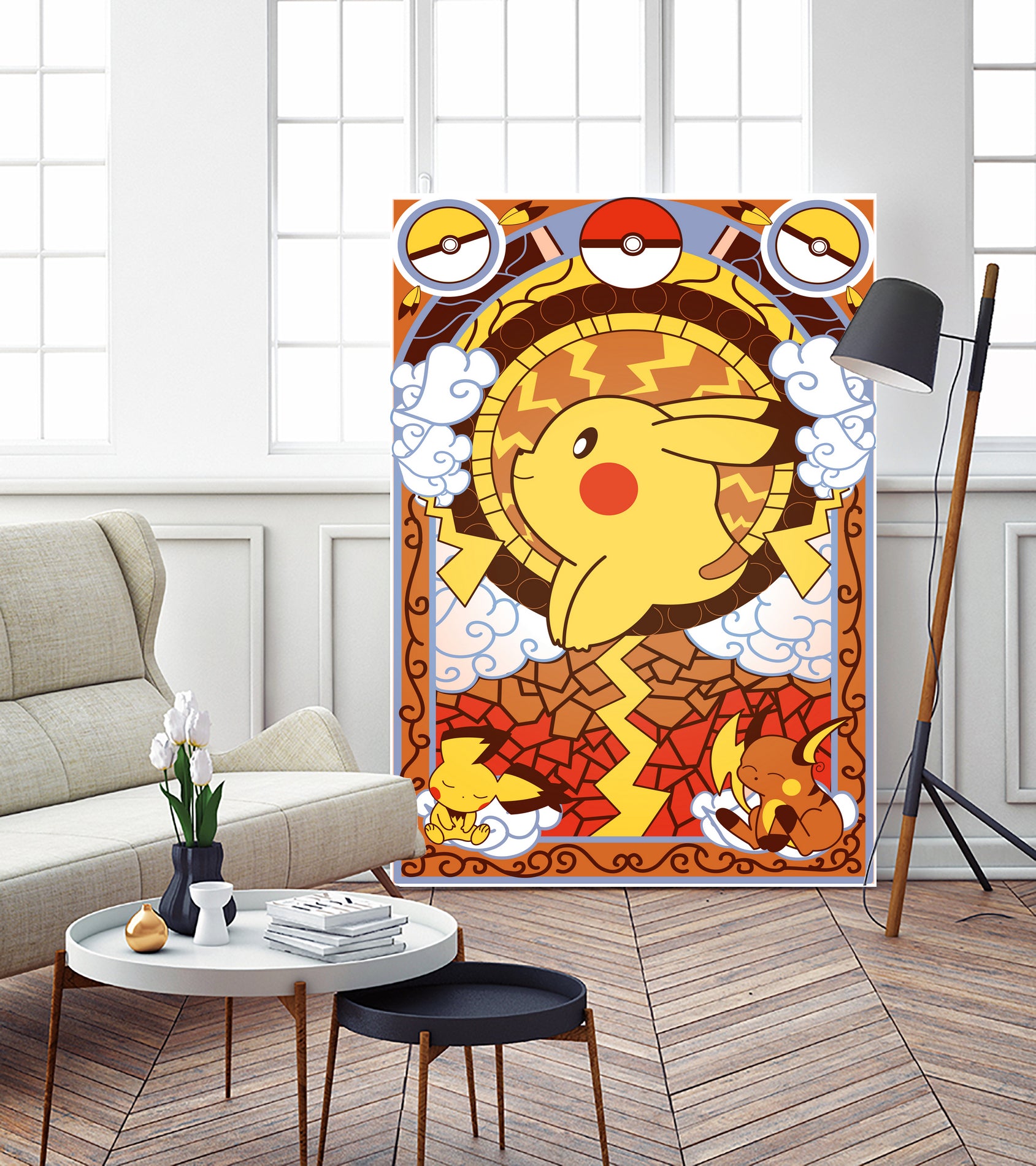 Stained Glass Pikachu by Erin Fitzgerald on GIANT ART - yellow digital drawing