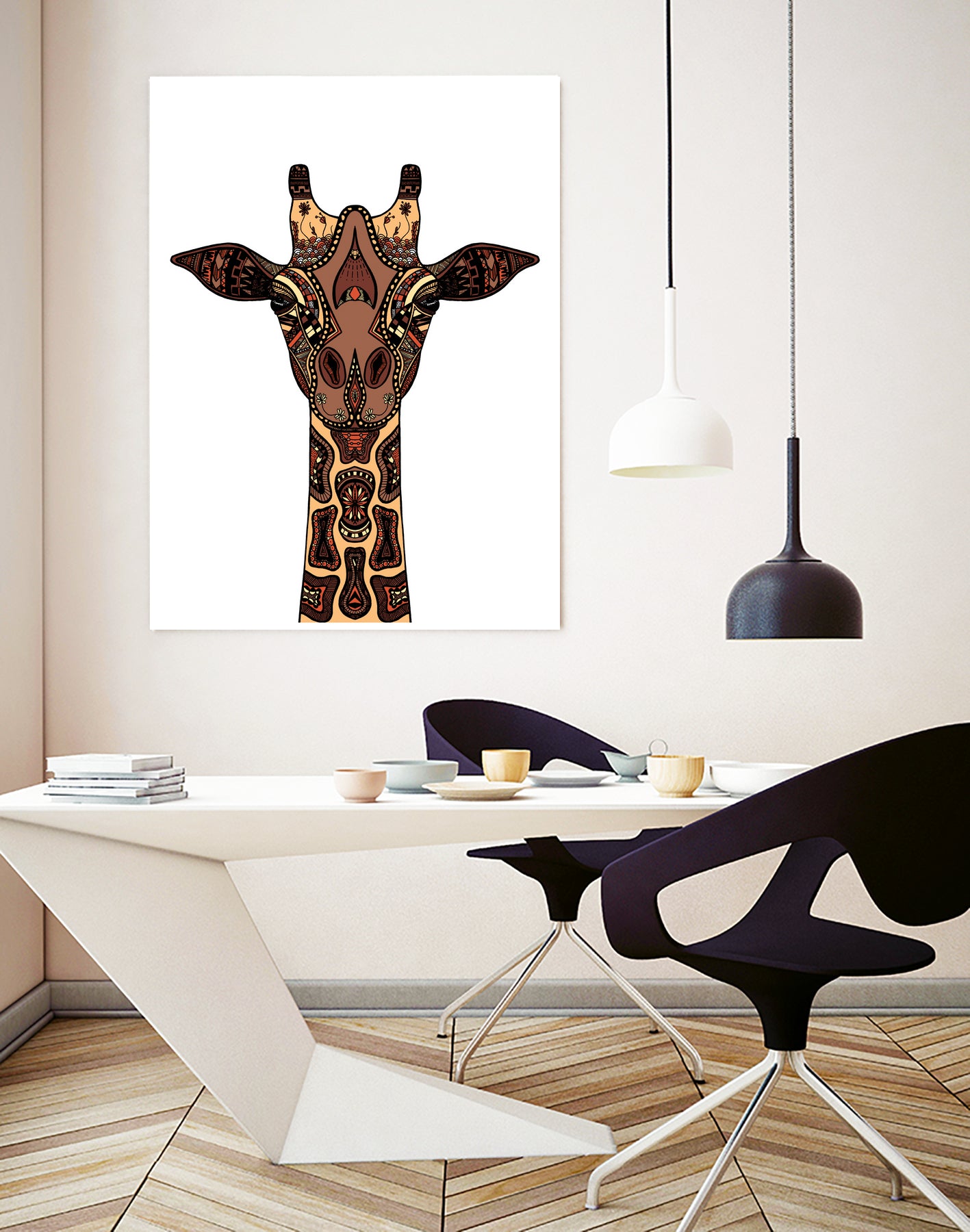 Coloured Giraffe Illustration/Drawing by Naomi Davies on GIANT ART - black digital drawing
