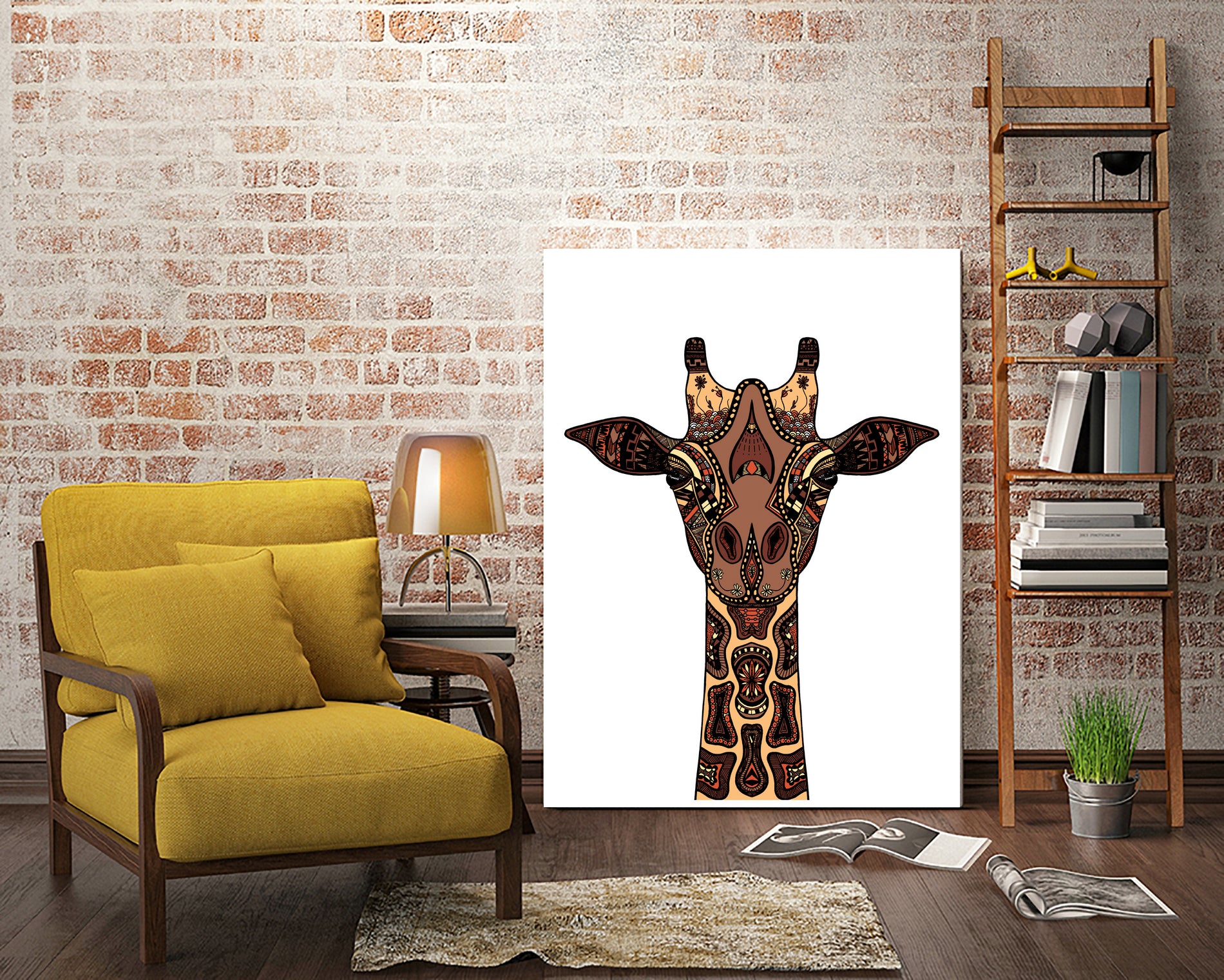 Coloured Giraffe Illustration/Drawing by Naomi Davies on GIANT ART - black digital drawing