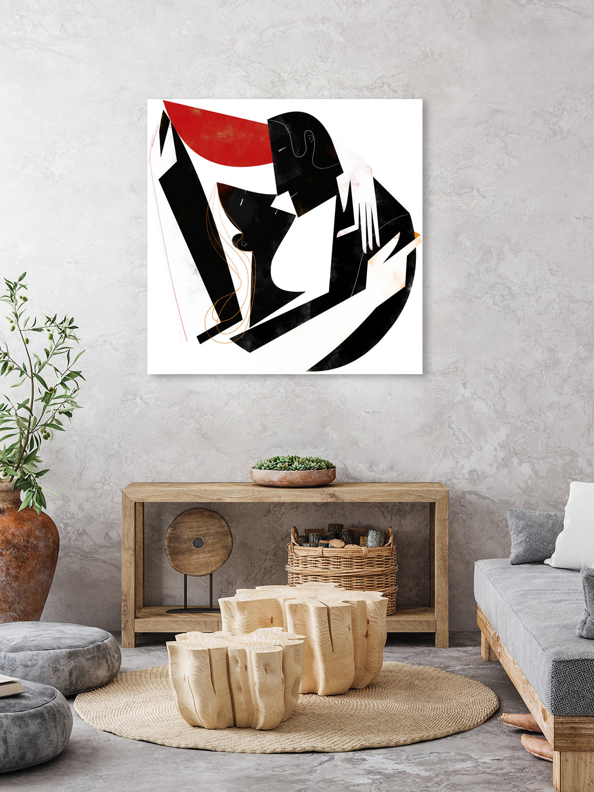 The Kiss II in Black and Red by Gregory Baldwin on GIANT ART - black digital painting