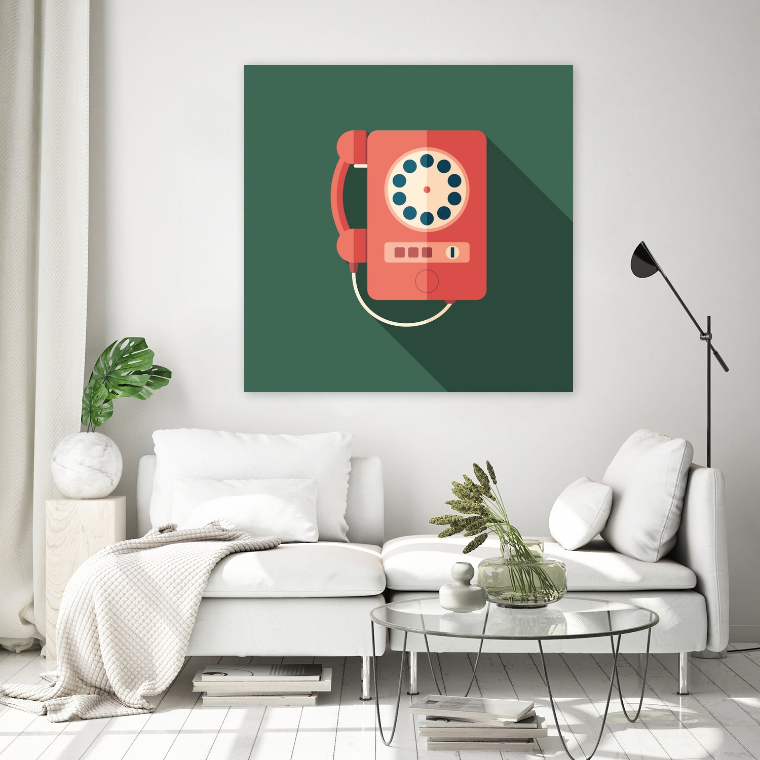 Vintage Red Telephone by Yury Velikanov on GIANT ART - white vector illustration