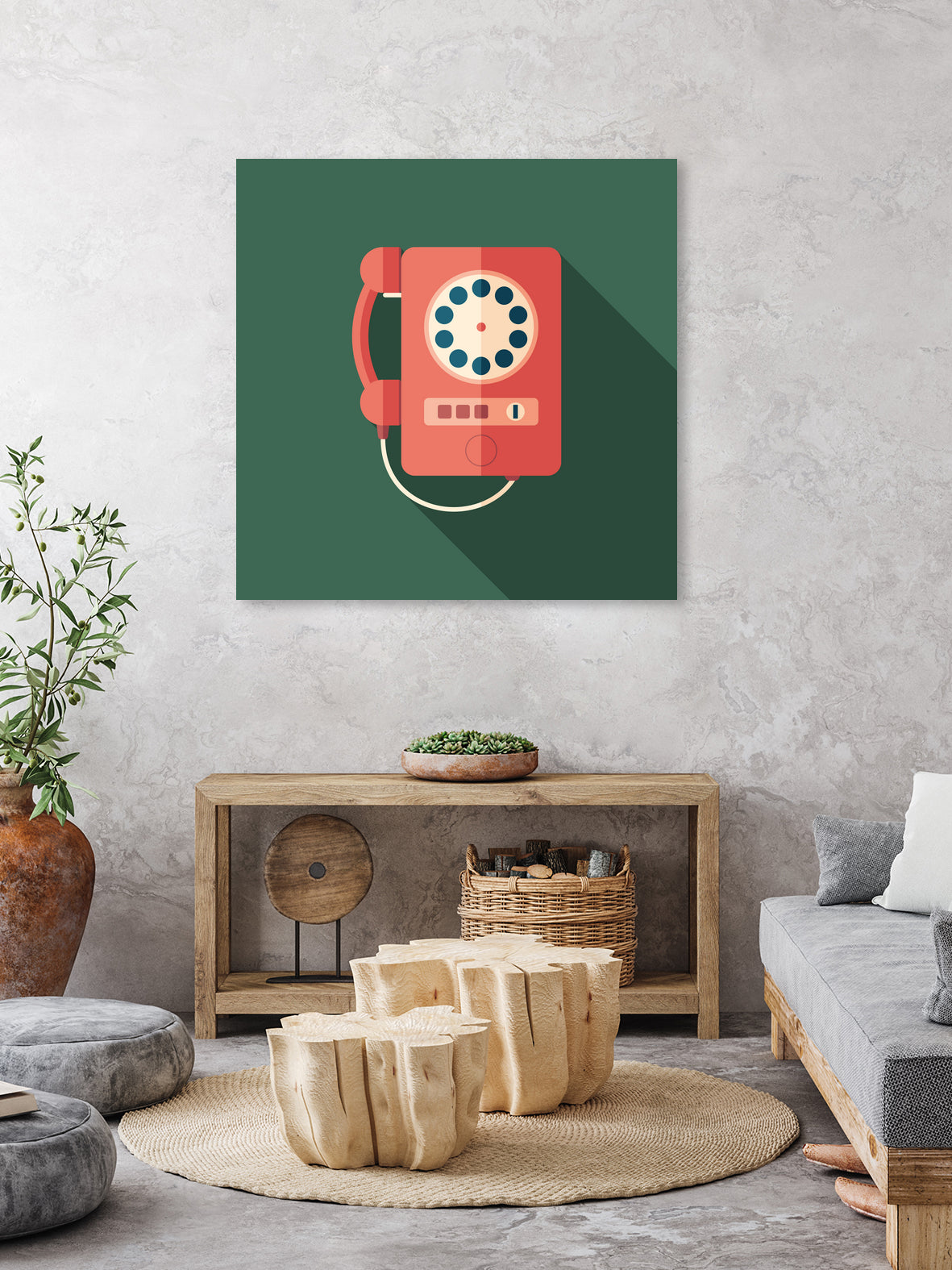 Vintage Red Telephone by Yury Velikanov on GIANT ART - white vector illustration