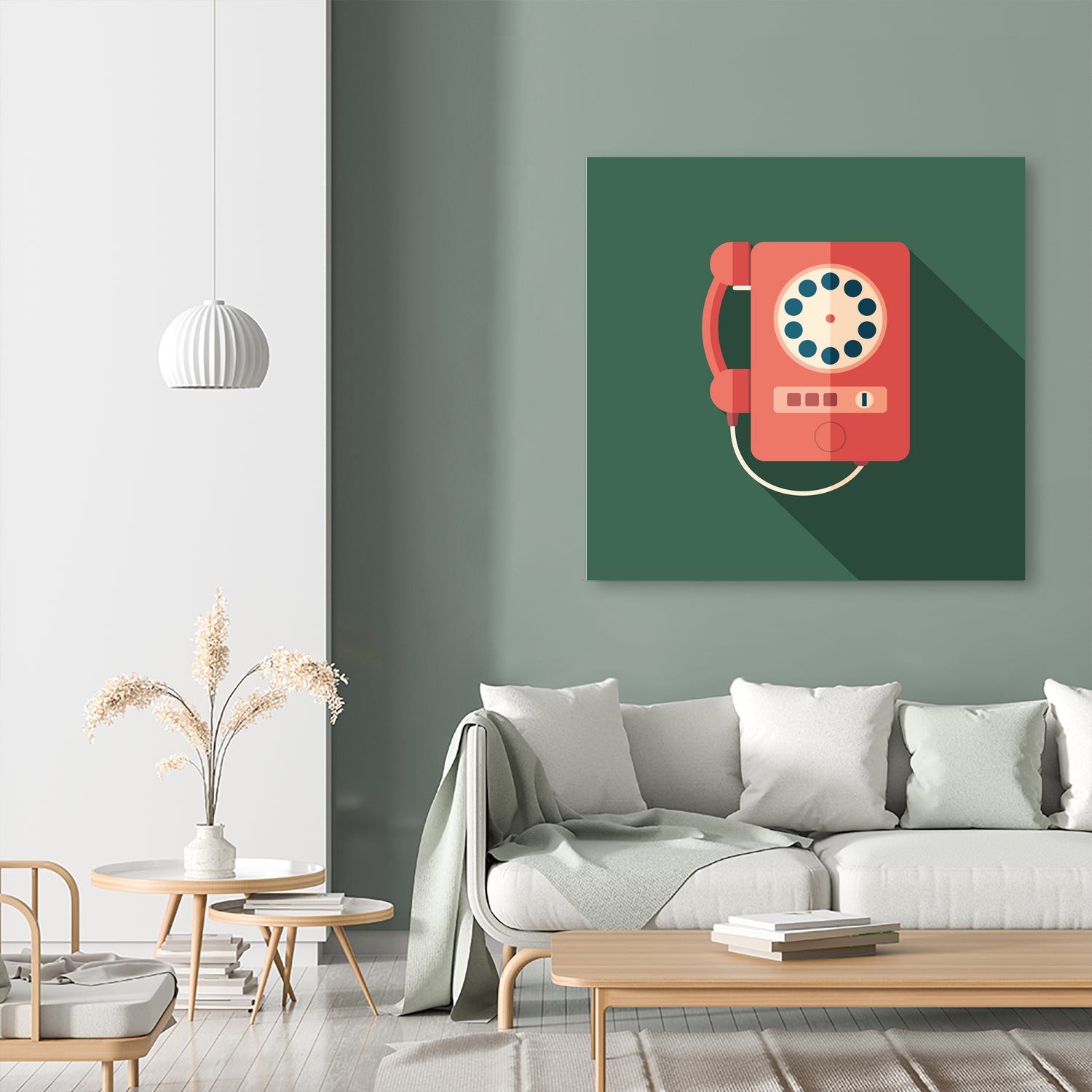Vintage Red Telephone by Yury Velikanov on GIANT ART - white vector illustration