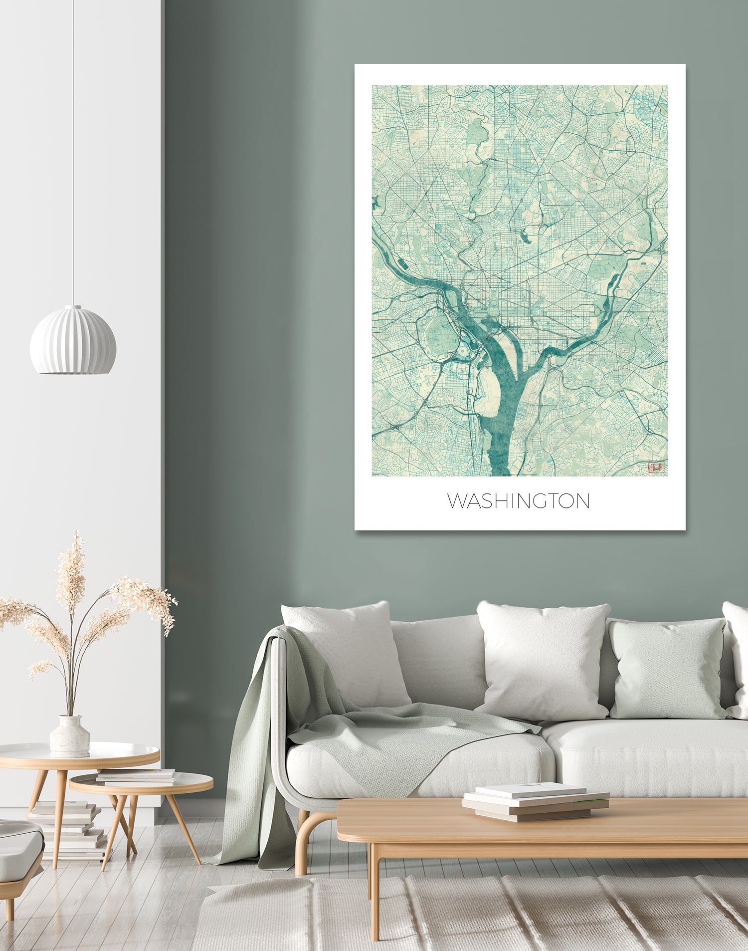 Washington Map Blue by Hubert Roguski on GIANT ART - blue digital painting