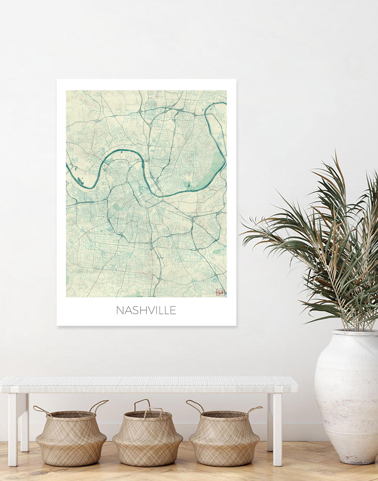 Nashville Map Blue by Hubert Roguski on GIANT ART - blue digital painting