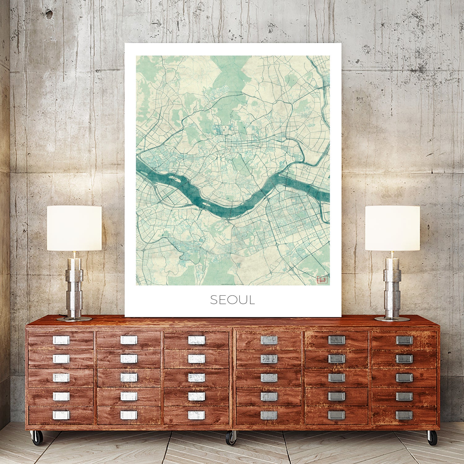 Seoul Map Blue by Hubert Roguski on GIANT ART - blue digital painting