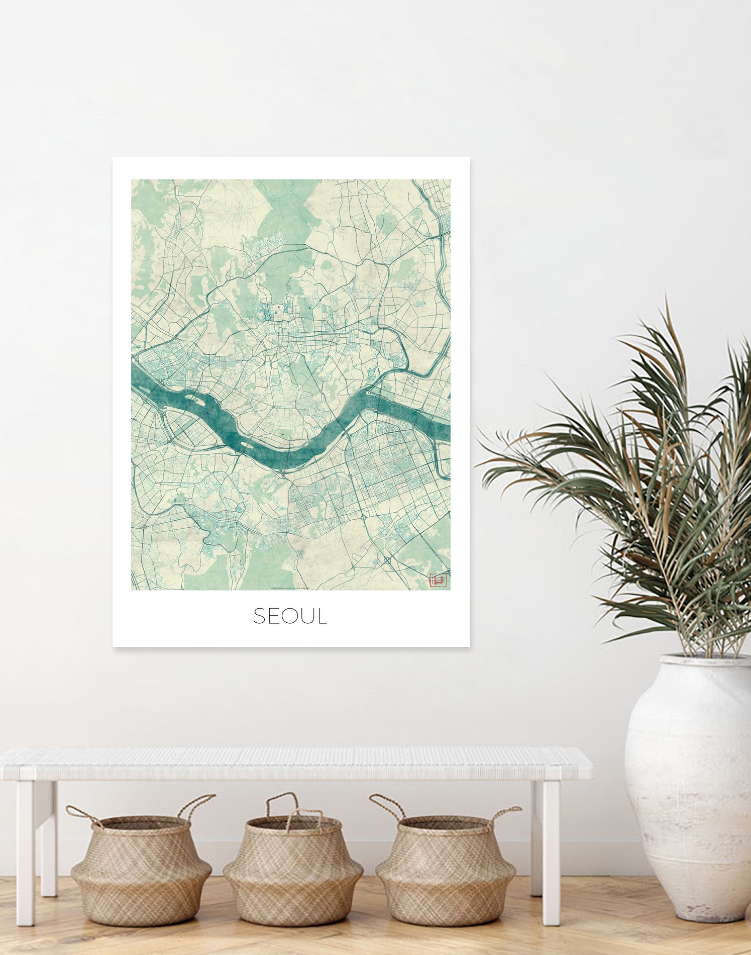 Seoul Map Blue by Hubert Roguski on GIANT ART - blue digital painting