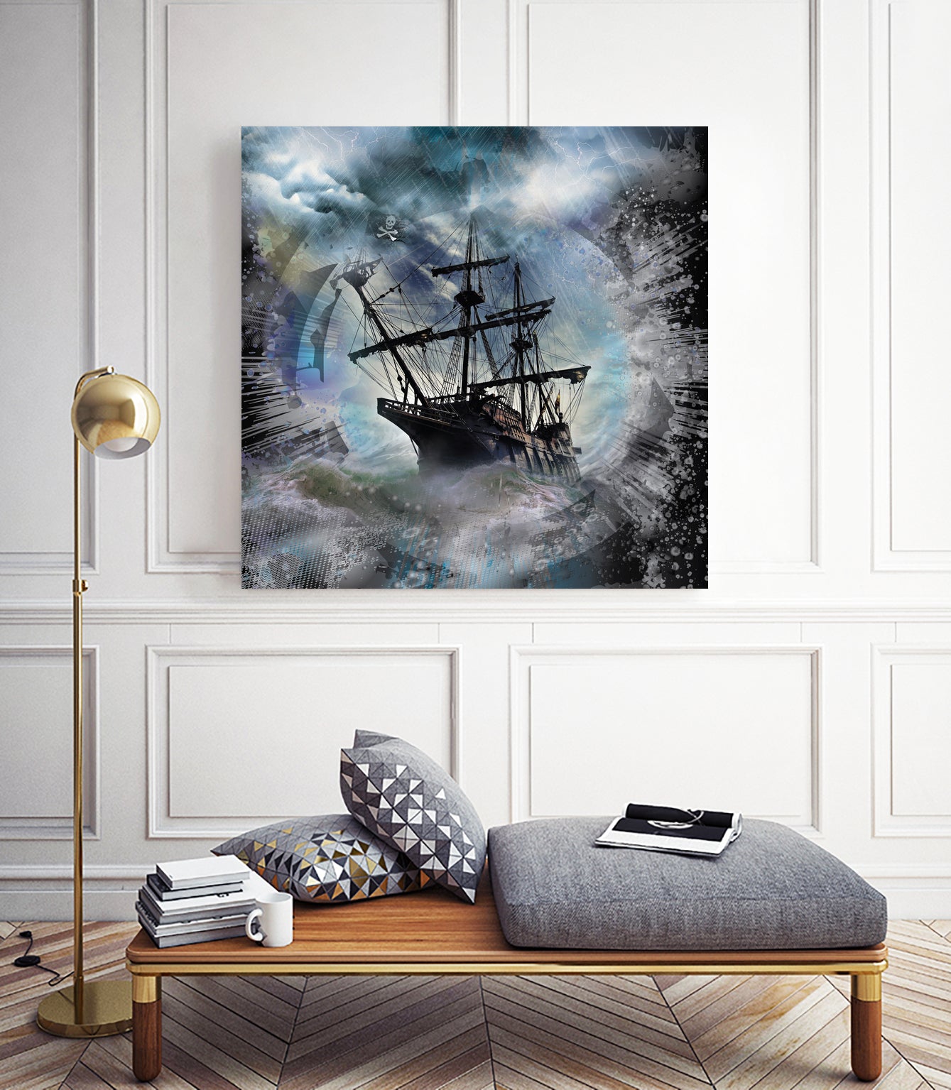 Pirate Ship Rough Storm by Clifford Miller on GIANT ART - gray 3d art