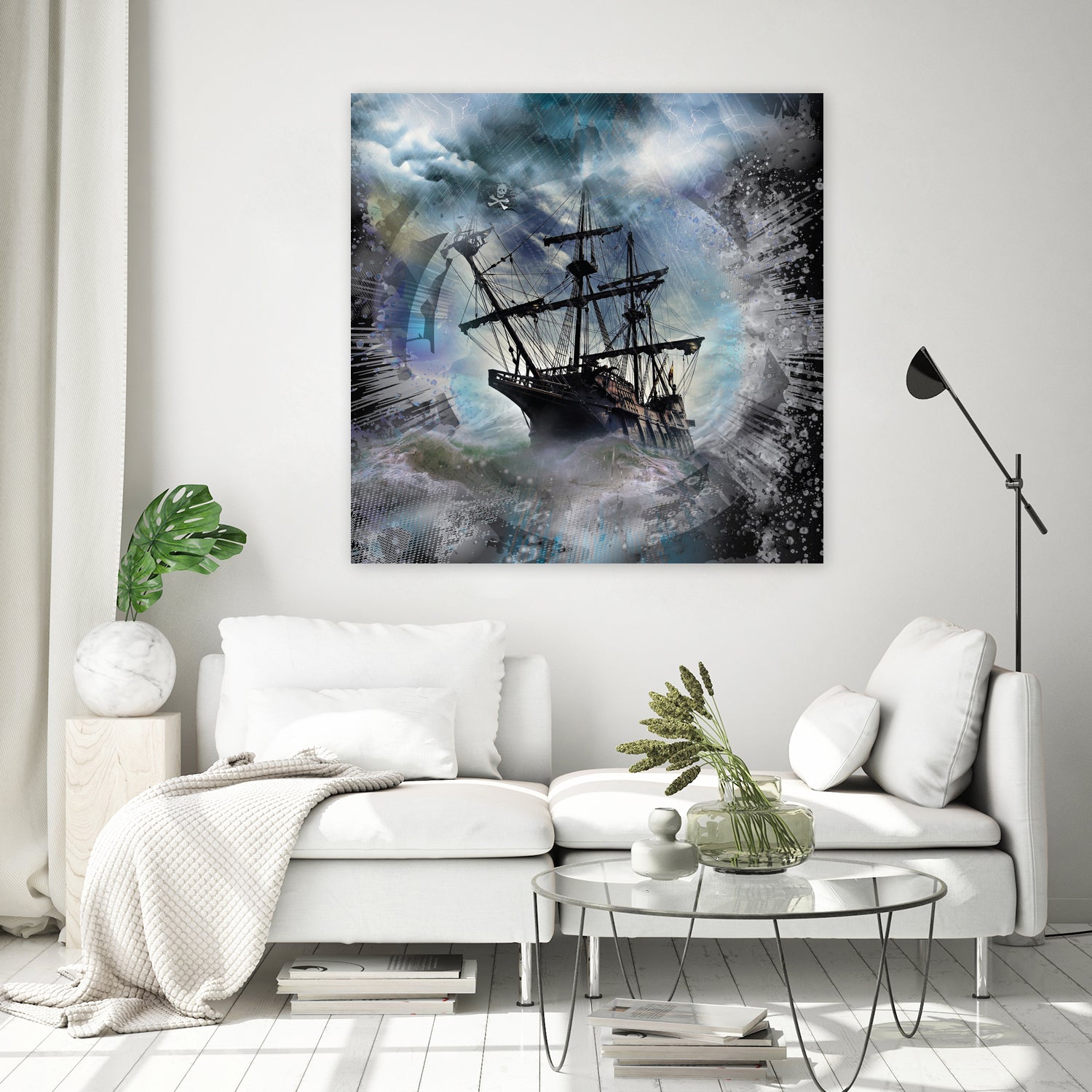 Pirate Ship Rough Storm by Clifford Miller on GIANT ART - gray 3d art