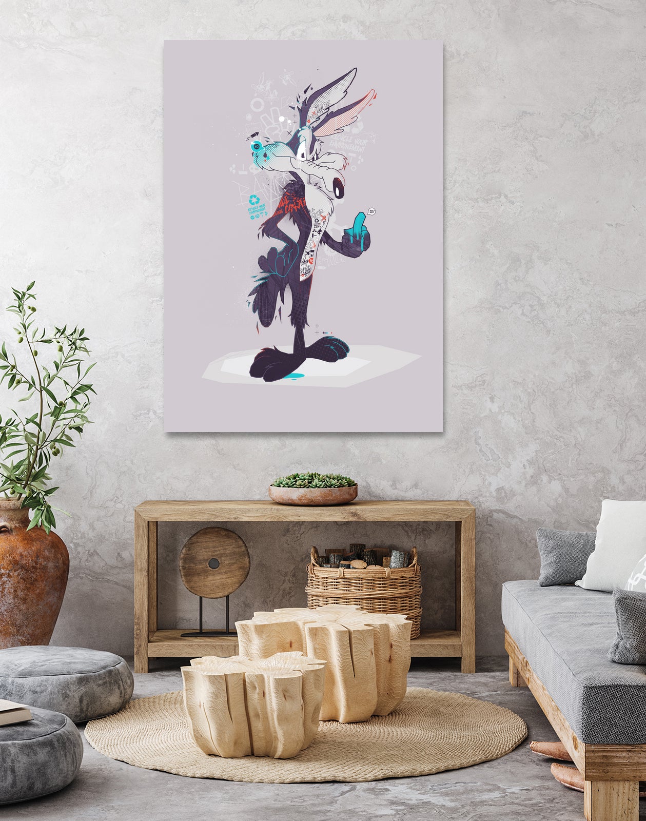 ECO WILE E COYOTEPNT by Simon Guilloteau on GIANT ART - fuchsia vector illustration