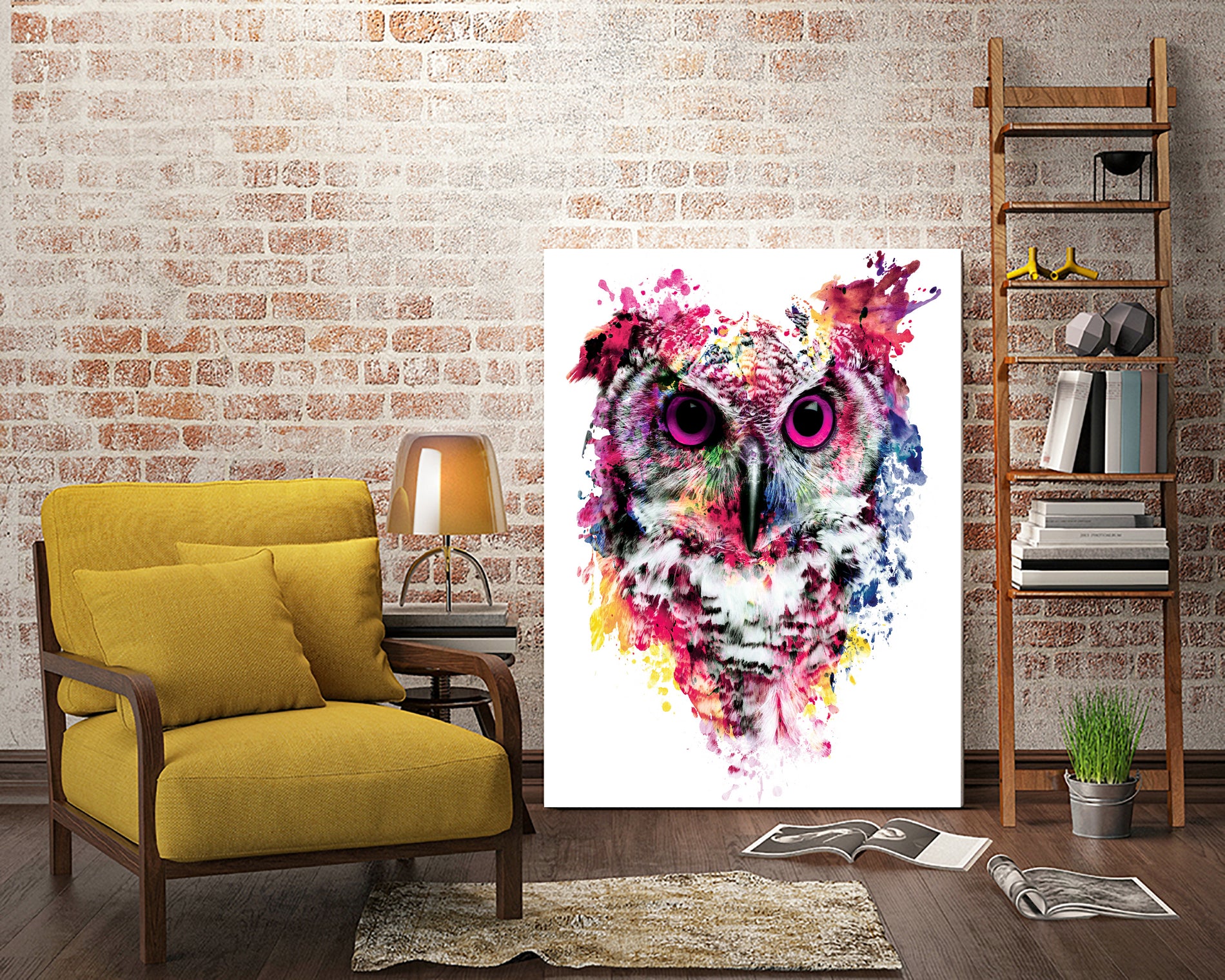 Owl by RIZA PEKER on GIANT ART - pink digital painting