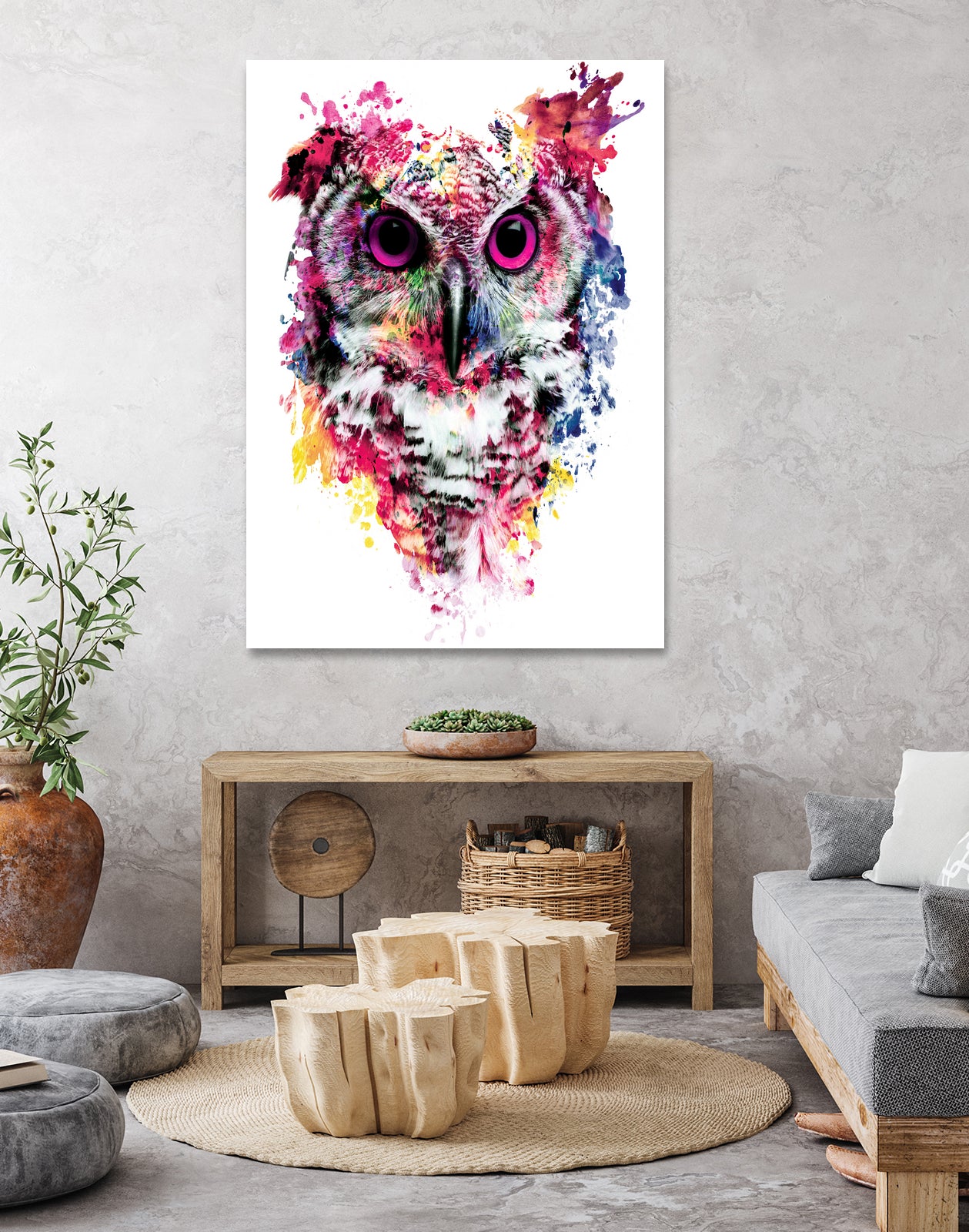 Owl by RIZA PEKER on GIANT ART - pink digital painting
