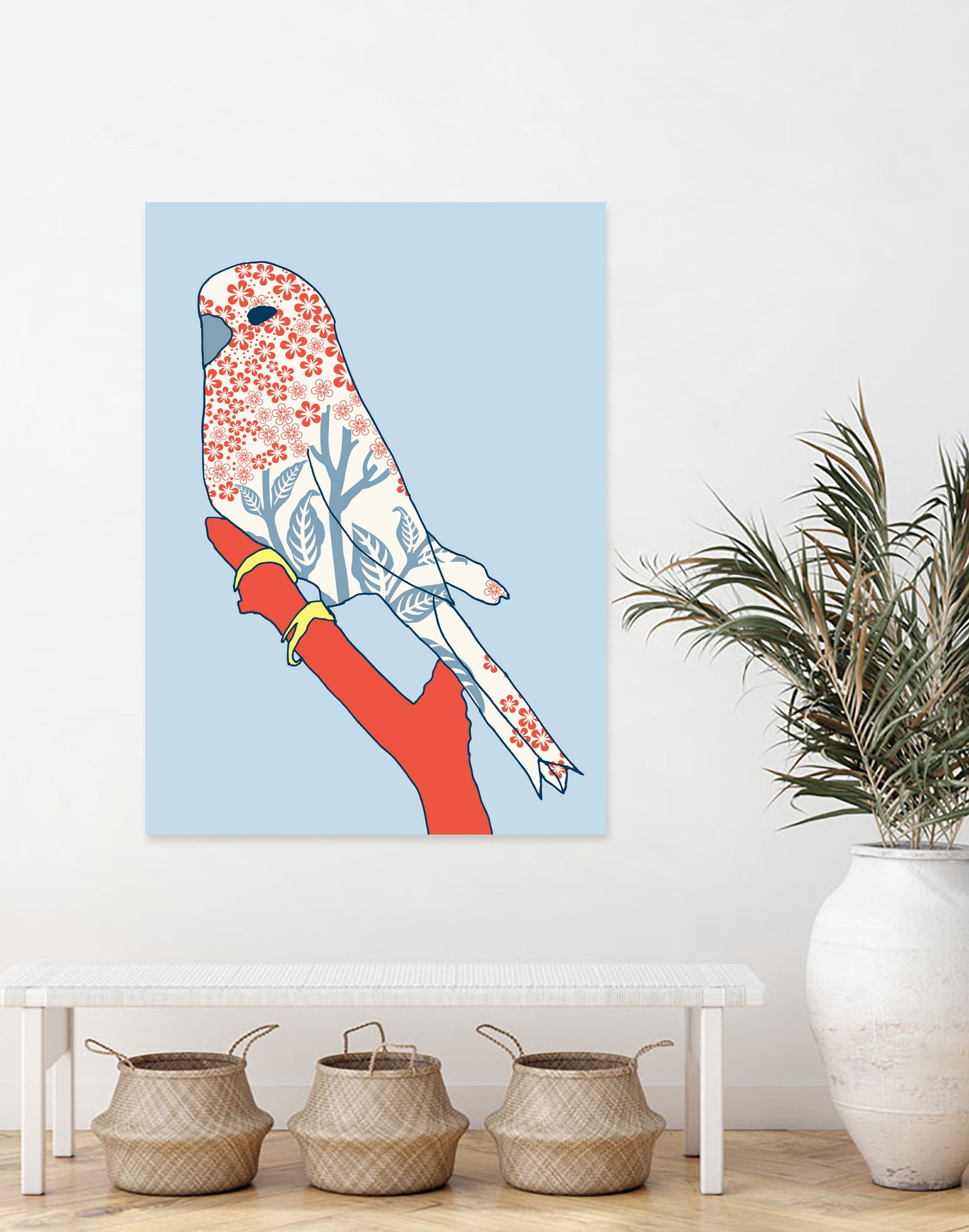 BUDGIE FLORAL BLUE by Thomas Fernez on GIANT ART - blue digital painting