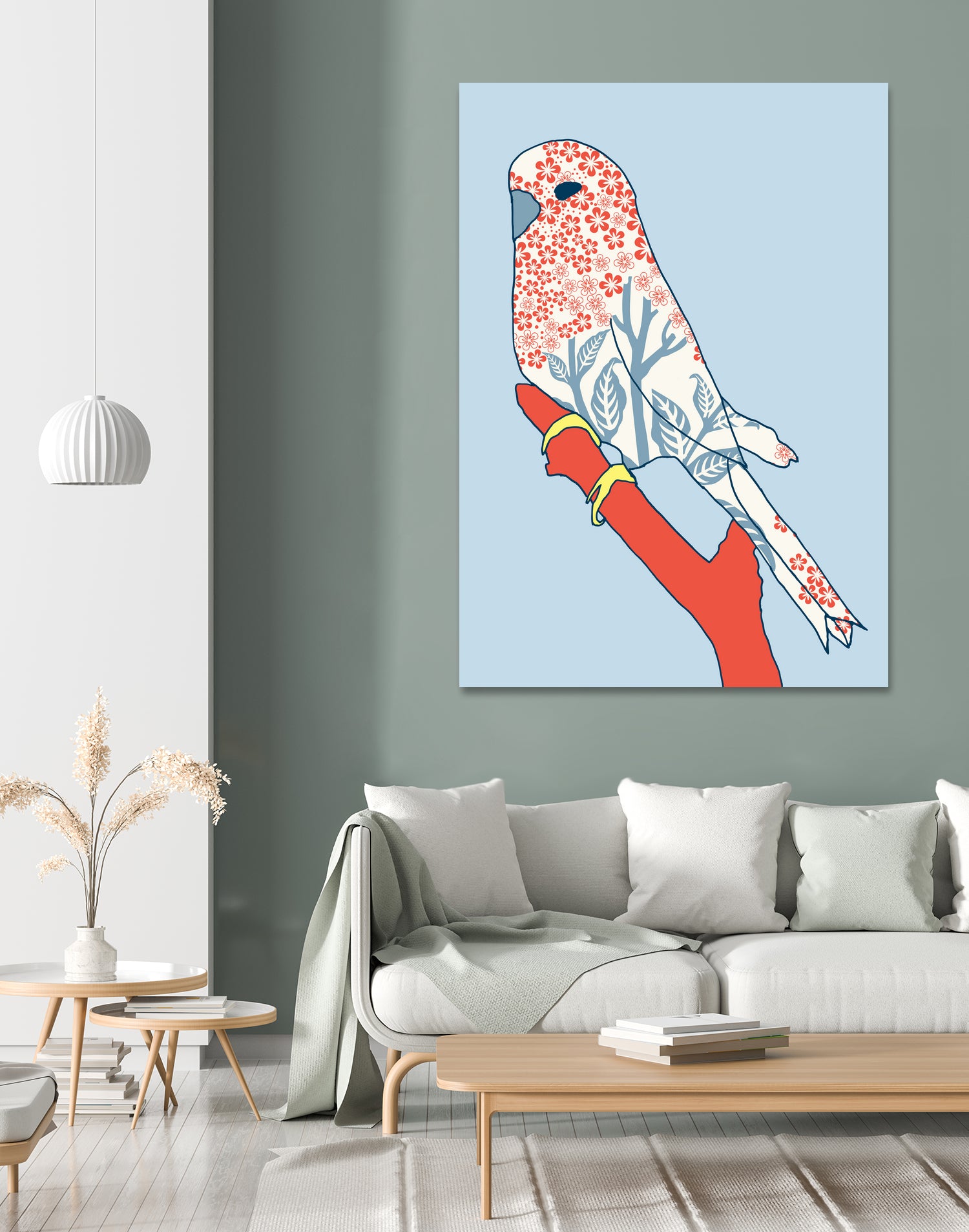 BUDGIE FLORAL BLUE by Thomas Fernez on GIANT ART - blue digital painting