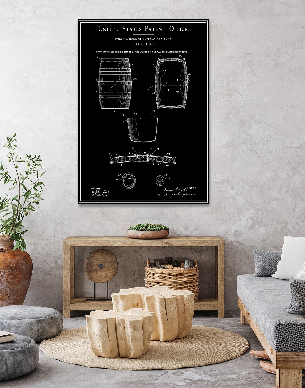 Beer Keg Patent - Black by Finlay McNevin on GIANT ART - black typography