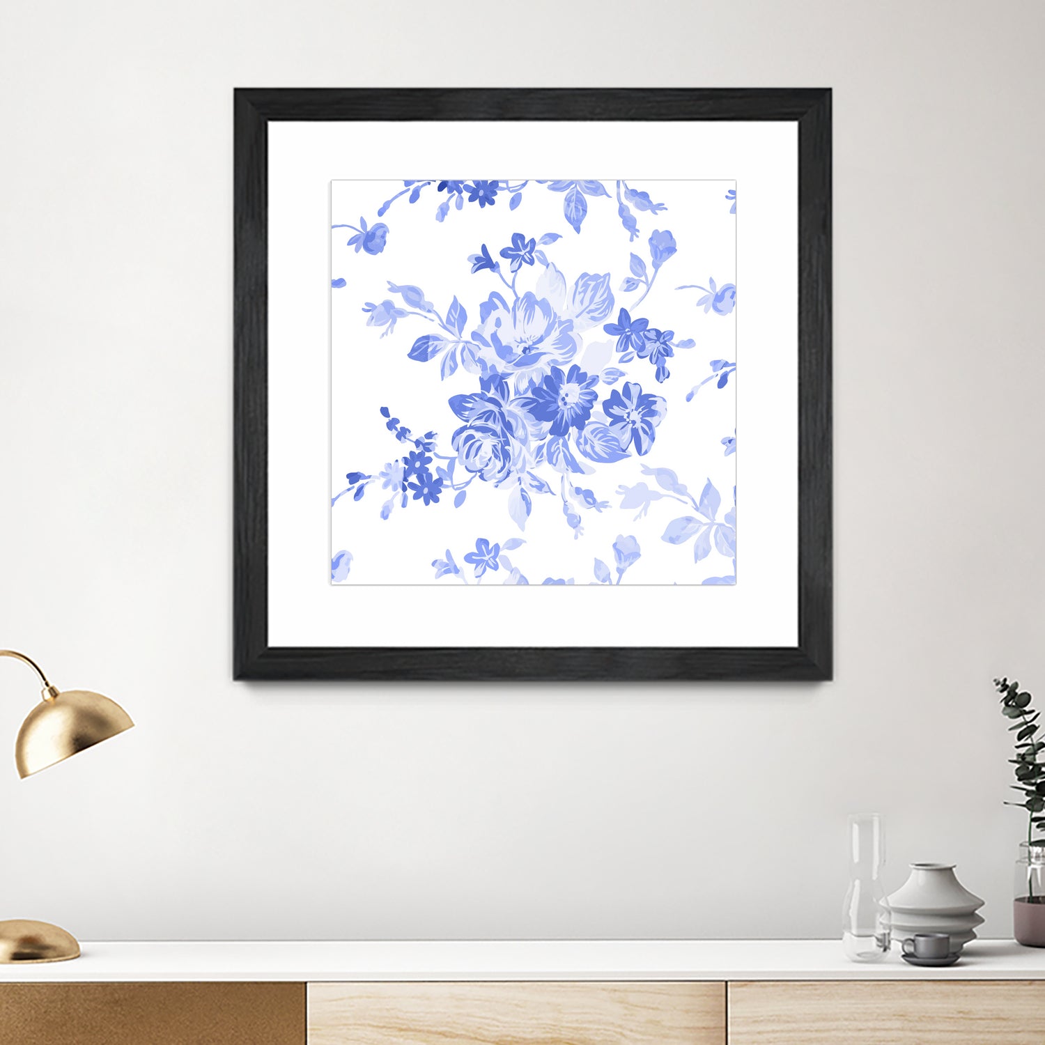 Blue Flowers - Floral Pattern Art by salome mikaberidze on GIANT ART - blue digital drawing
