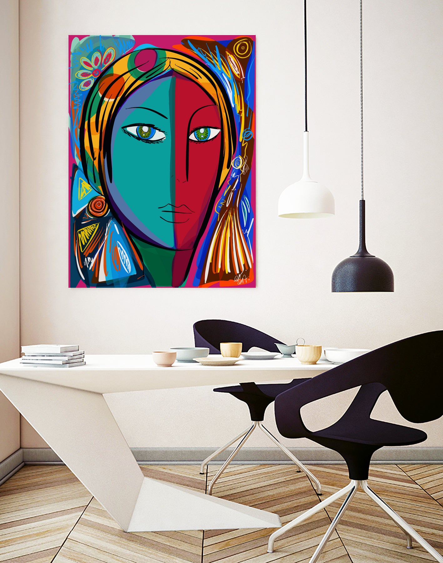 Pop Portrait Girl Fauvism by Emmanuel Signorino on GIANT ART - blue digital painting