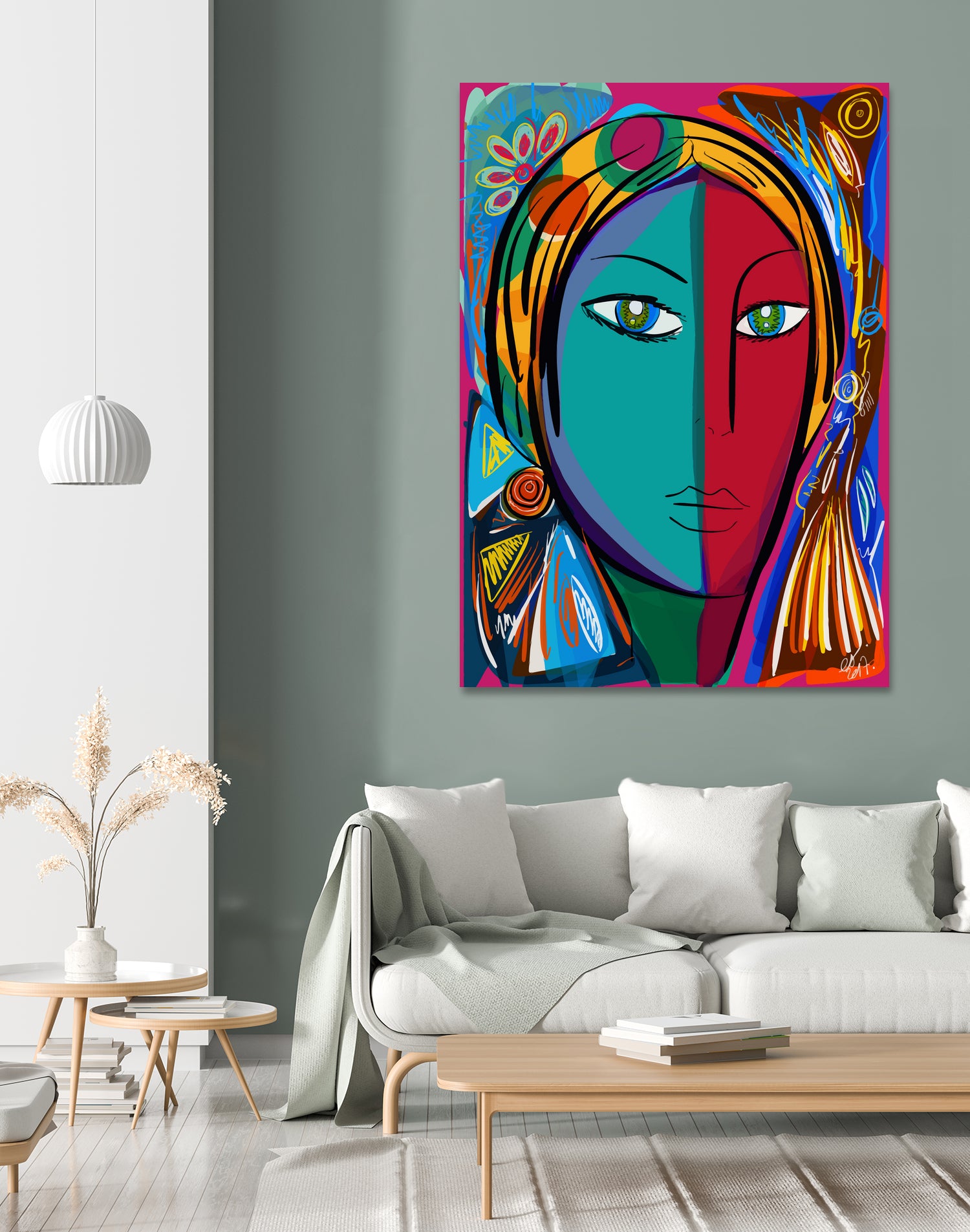 Pop Portrait Girl Fauvism by Emmanuel Signorino on GIANT ART - blue digital painting