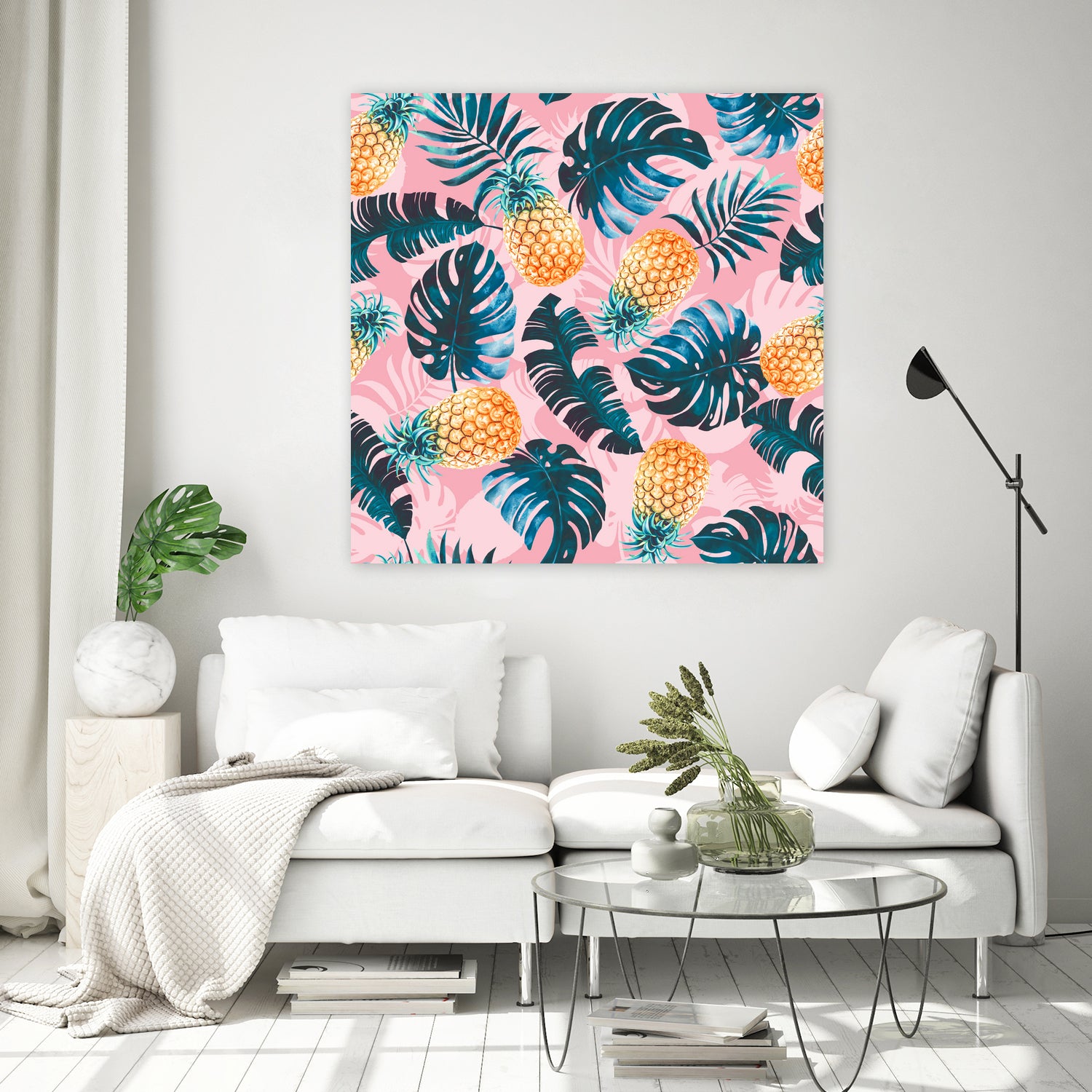 Pineapple and Leaf Pattern by burcu korkmazyurek on GIANT ART - pink digital painting