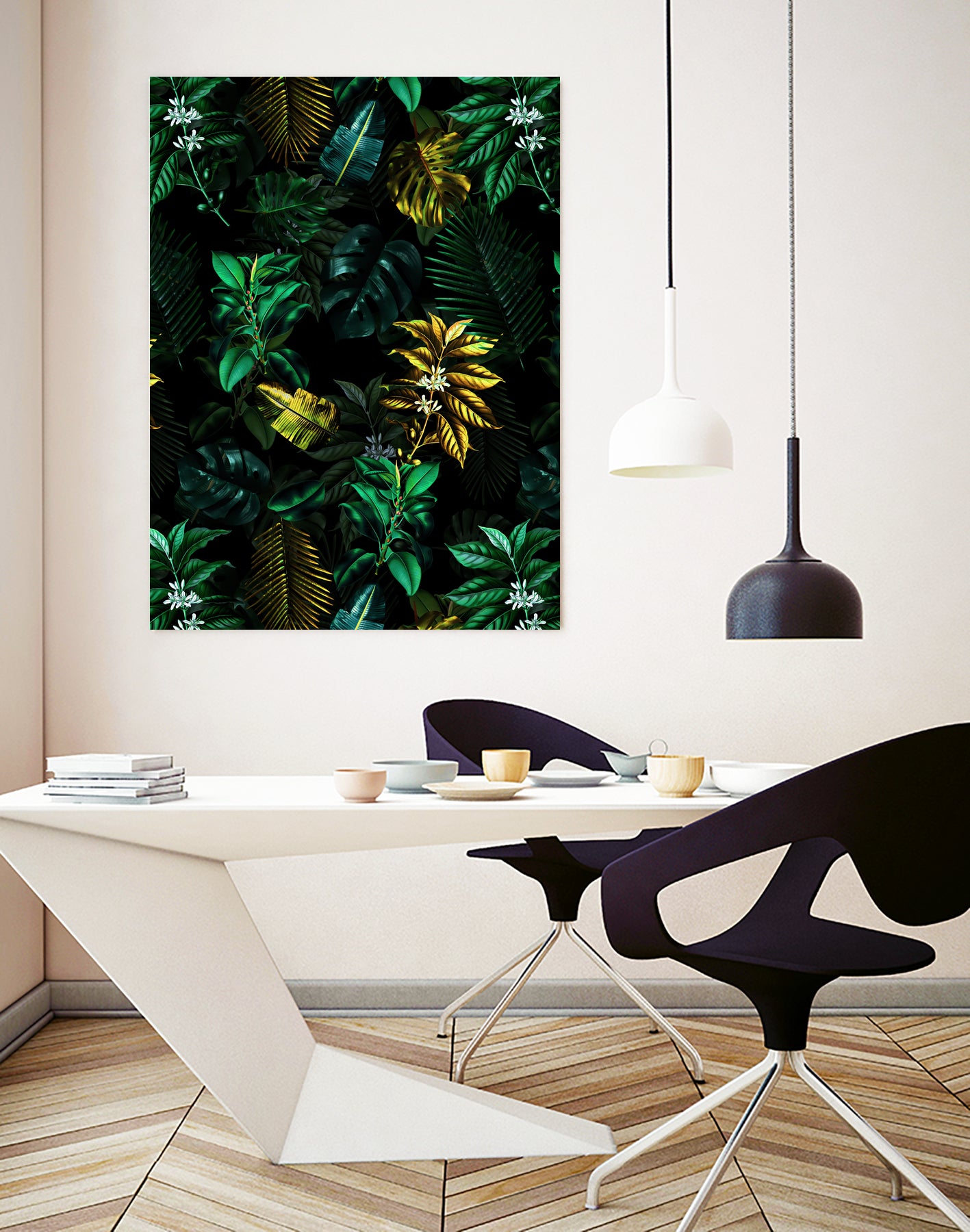 TROPICAL GARDEN VIII by burcu korkmazyurek on GIANT ART - black digital painting