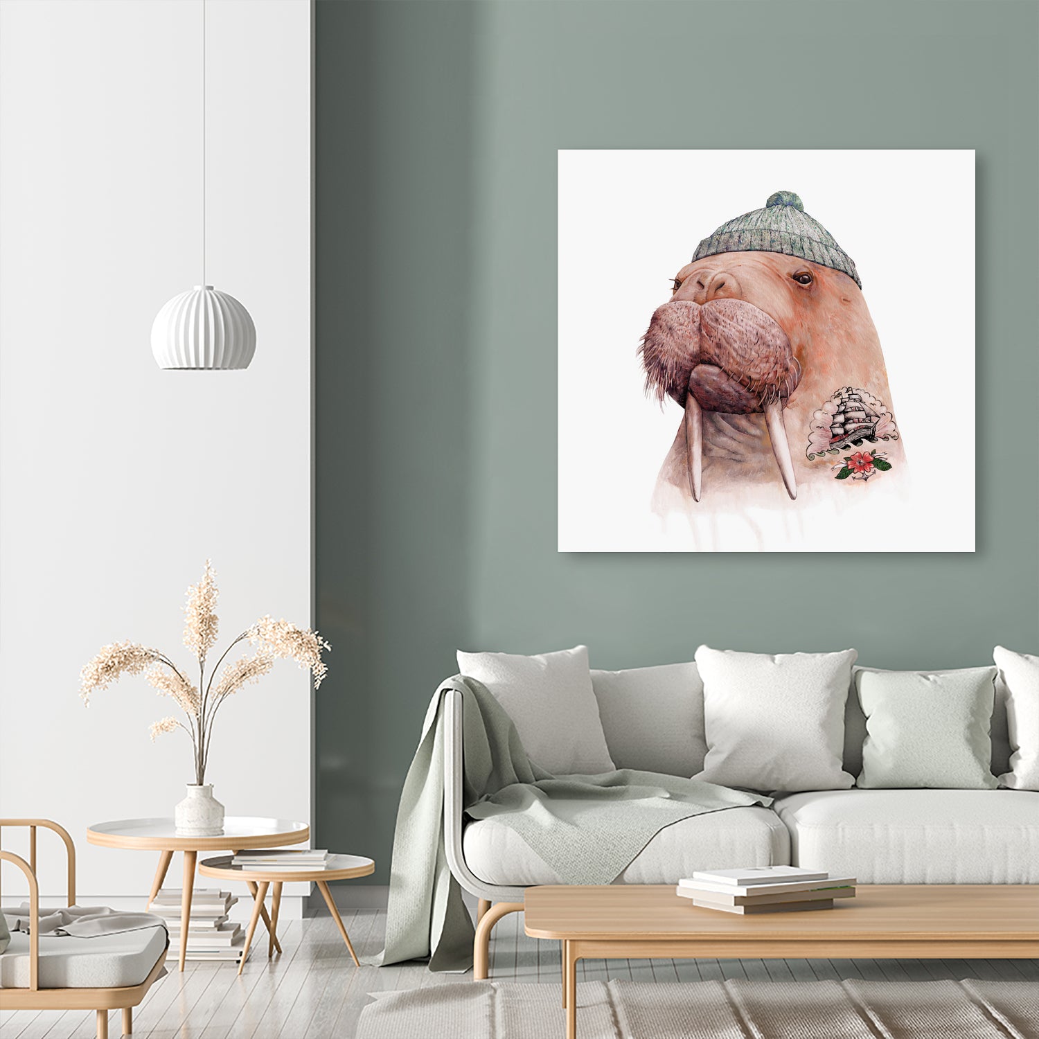 Tattooed Walrus by Tim McConnachie on GIANT ART - gray mixed media