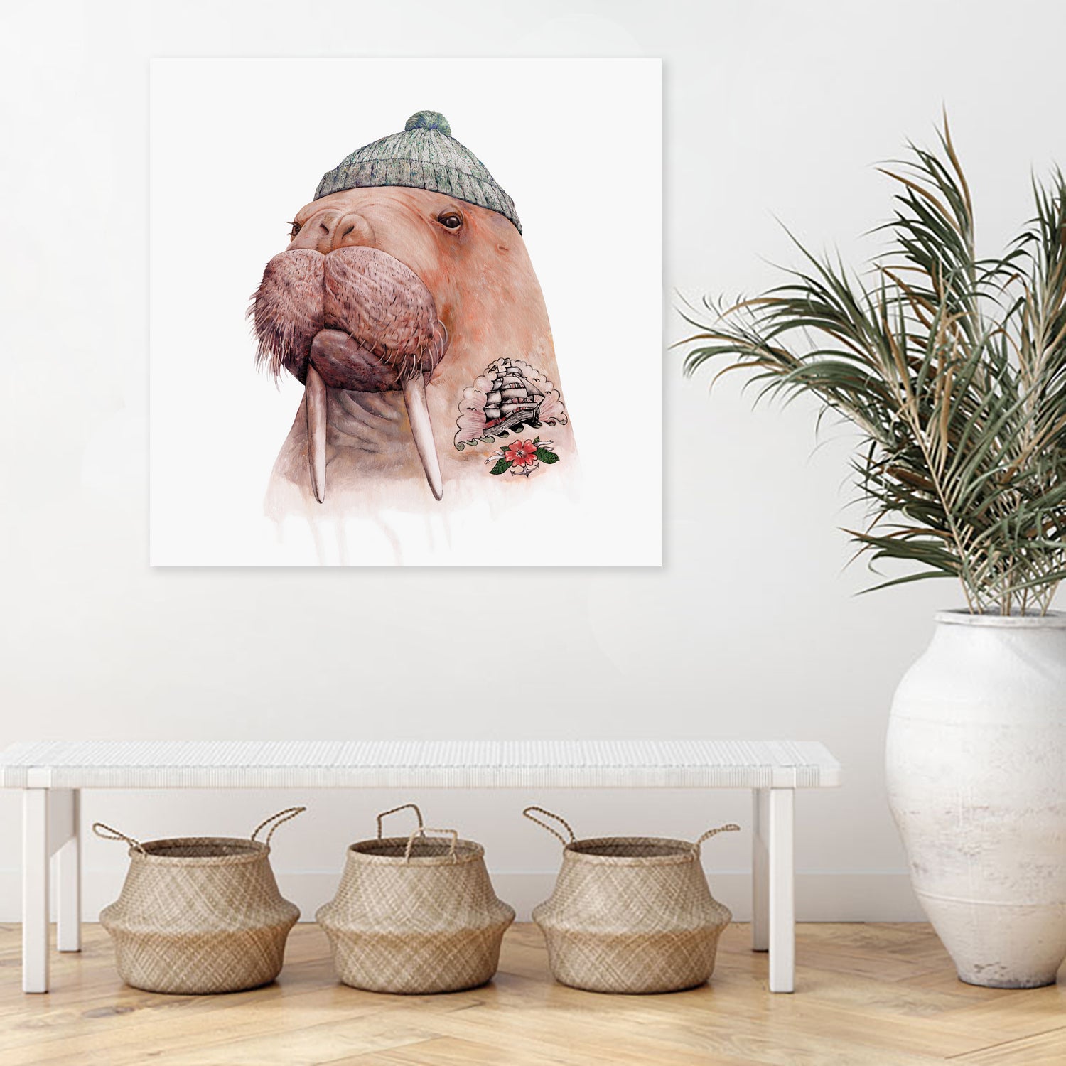 Tattooed Walrus by Tim McConnachie on GIANT ART - gray mixed media