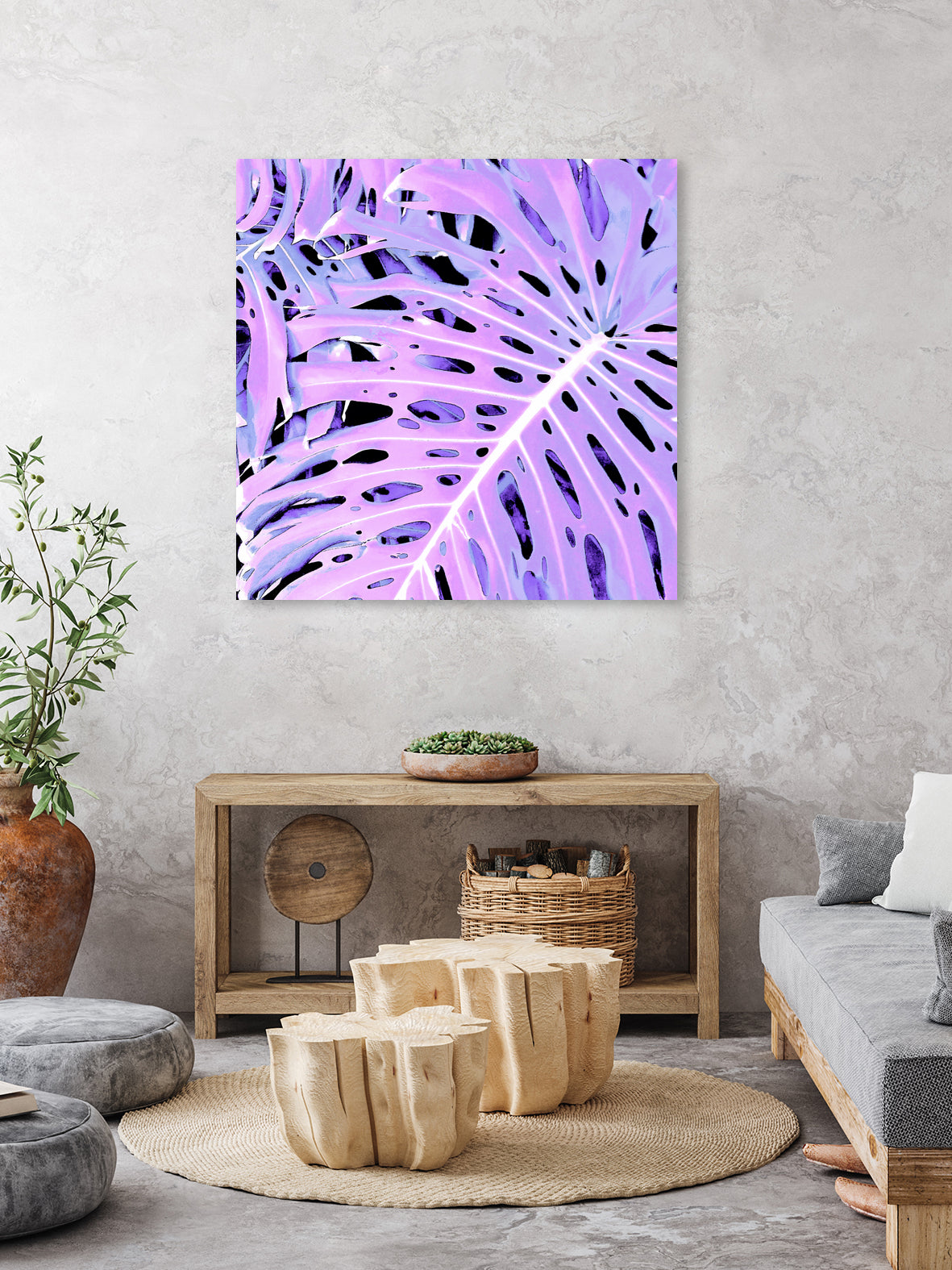 Lilac Monstera by Nina May on GIANT ART - fuchsia digital painting