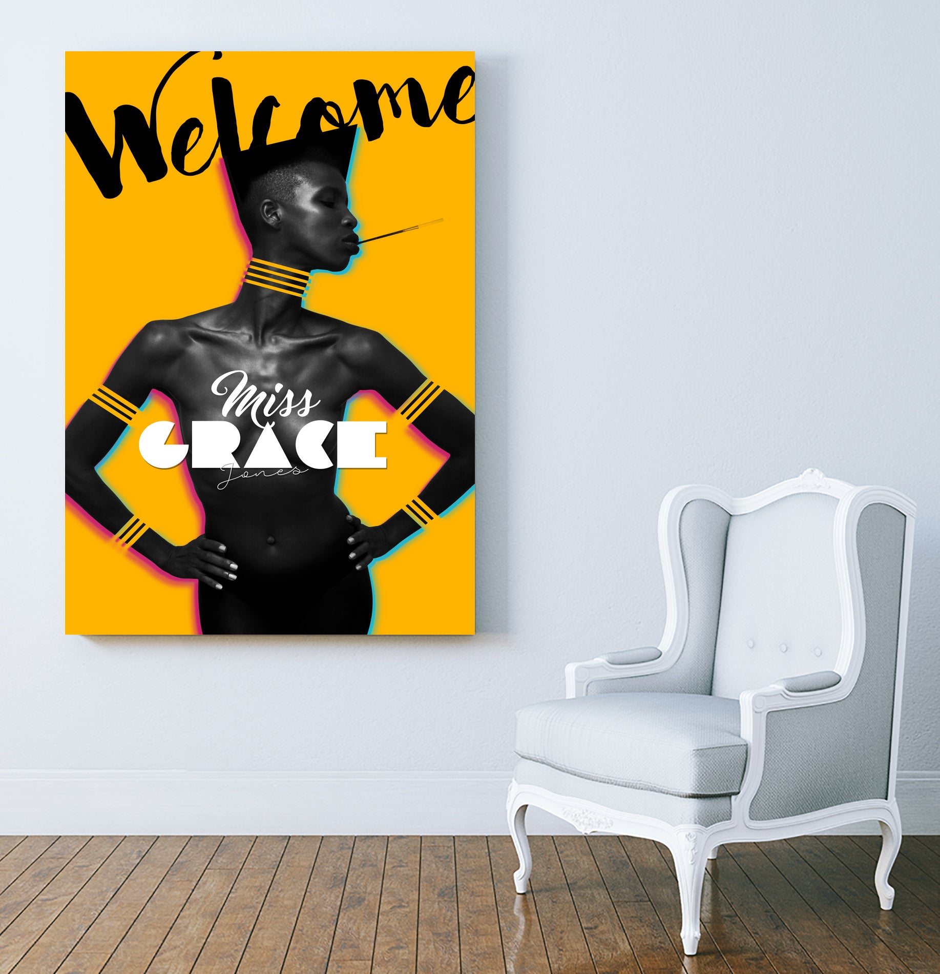 Tribute Grace Jones #1 by Stephane Munnier on GIANT ART - yellow photo manipulation