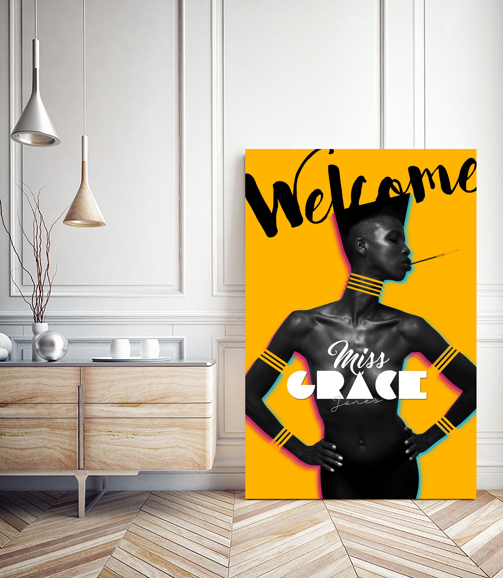 Tribute Grace Jones #1 by Stephane Munnier on GIANT ART - yellow photo manipulation