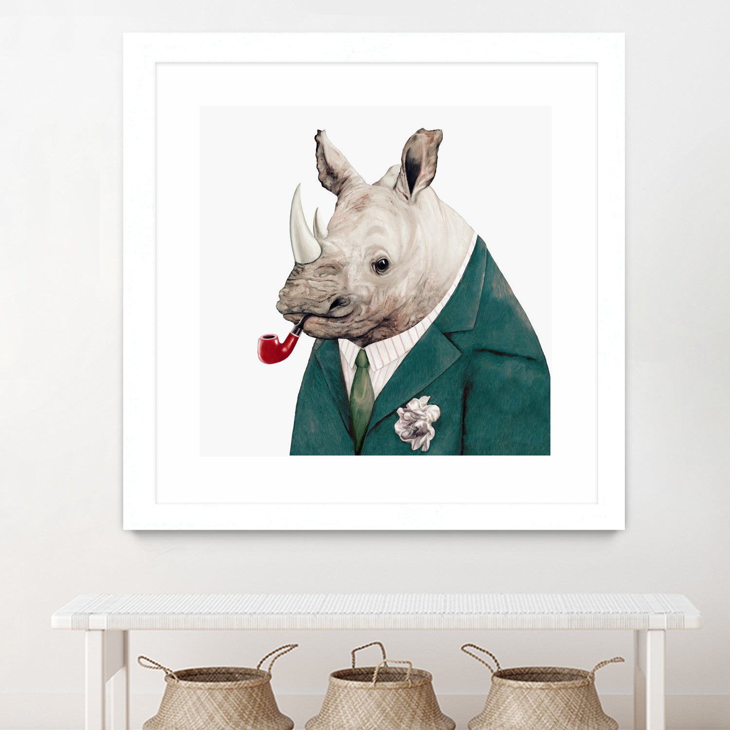 Rhino by Tim McConnachie on GIANT ART - blue mixed media