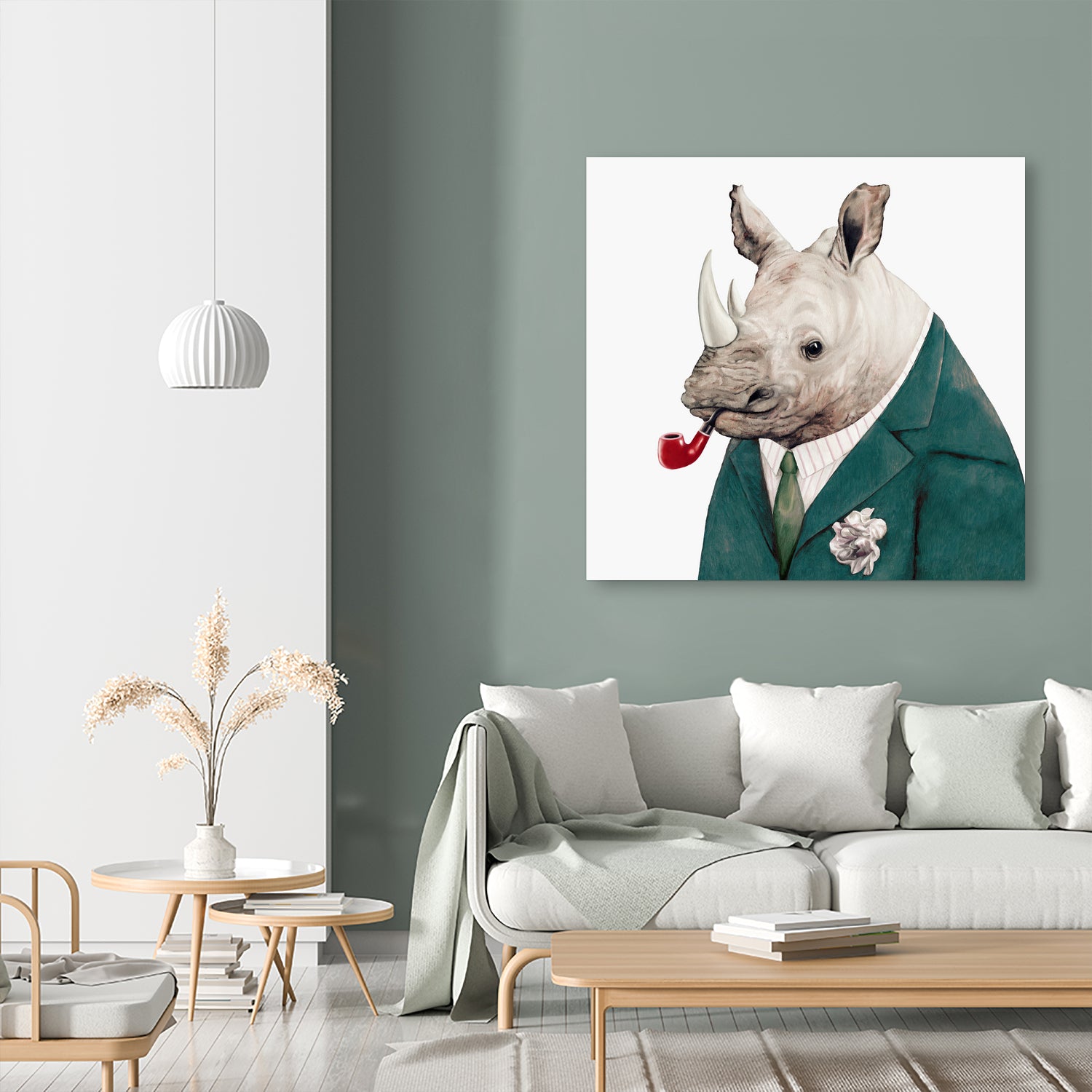 Rhino by Tim McConnachie on GIANT ART - blue mixed media