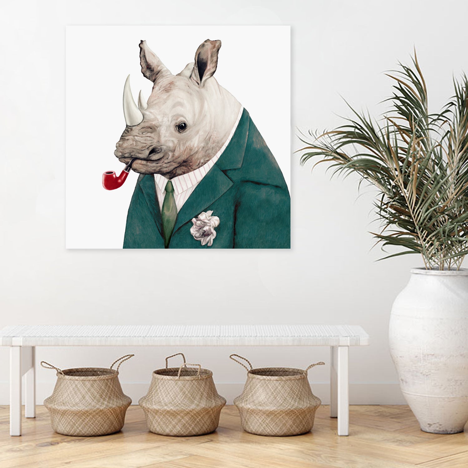 Rhino by Tim McConnachie on GIANT ART - blue mixed media