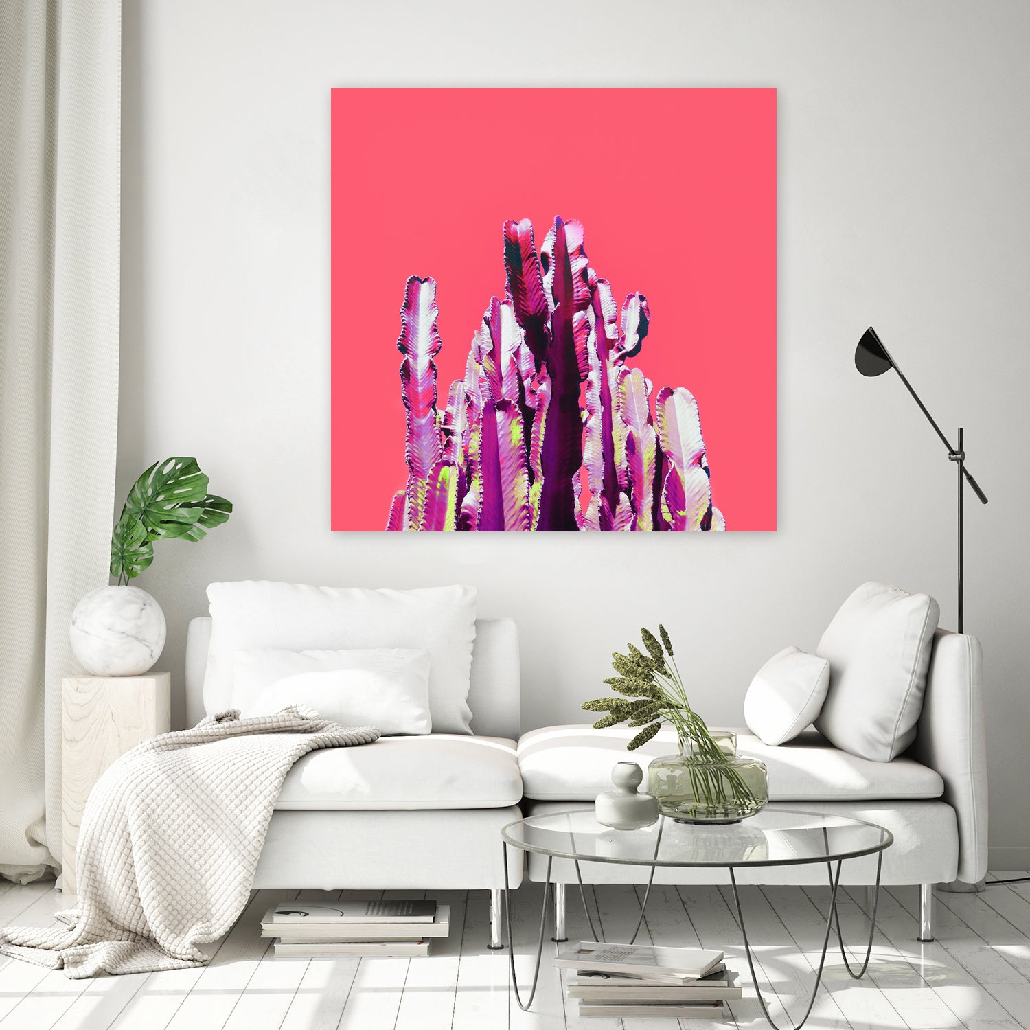 Majestic Cactus on Coral by Dominique Van Roey on GIANT ART - pink photo manipulation