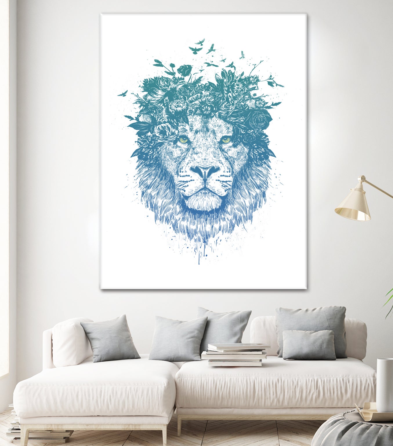 Floral lion by Solti Balázs on GIANT ART - white digital drawing