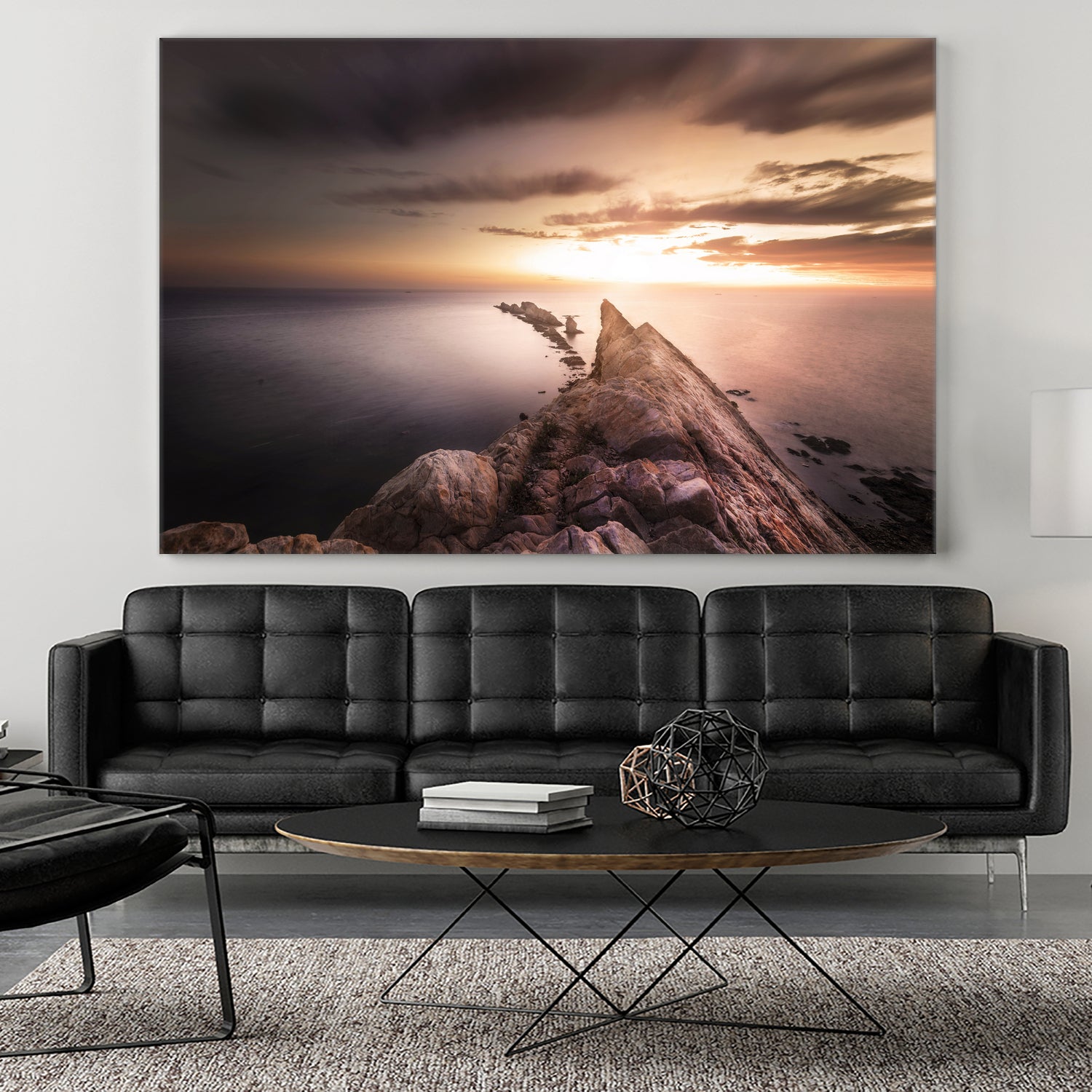 Sunset Coast, Waves and Rocks by Petra Lang on GIANT ART - brown photo illustration