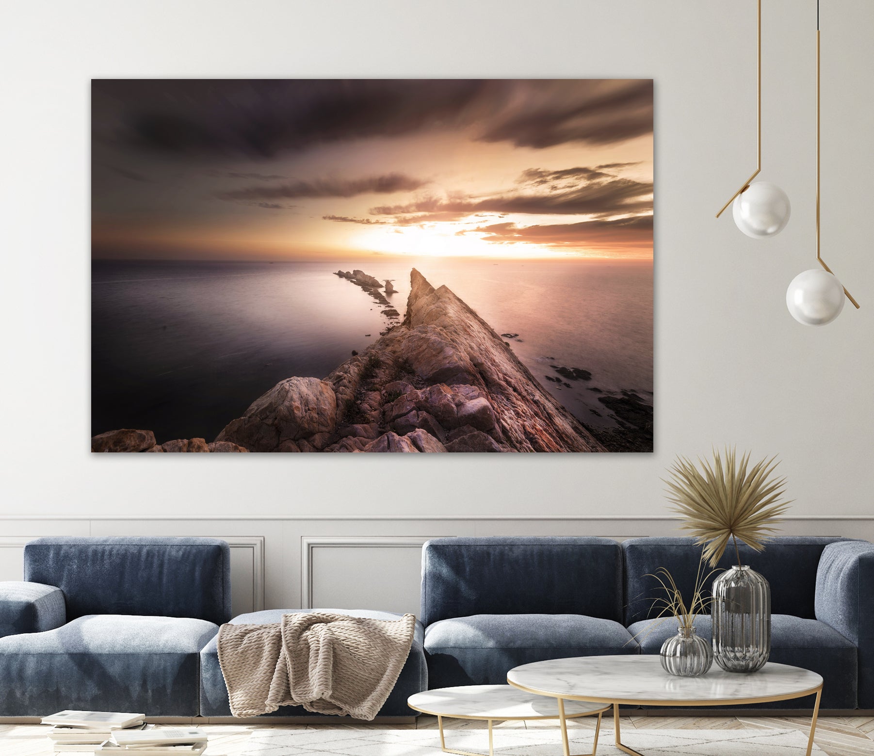 Sunset Coast, Waves and Rocks by Petra Lang on GIANT ART - brown photo illustration