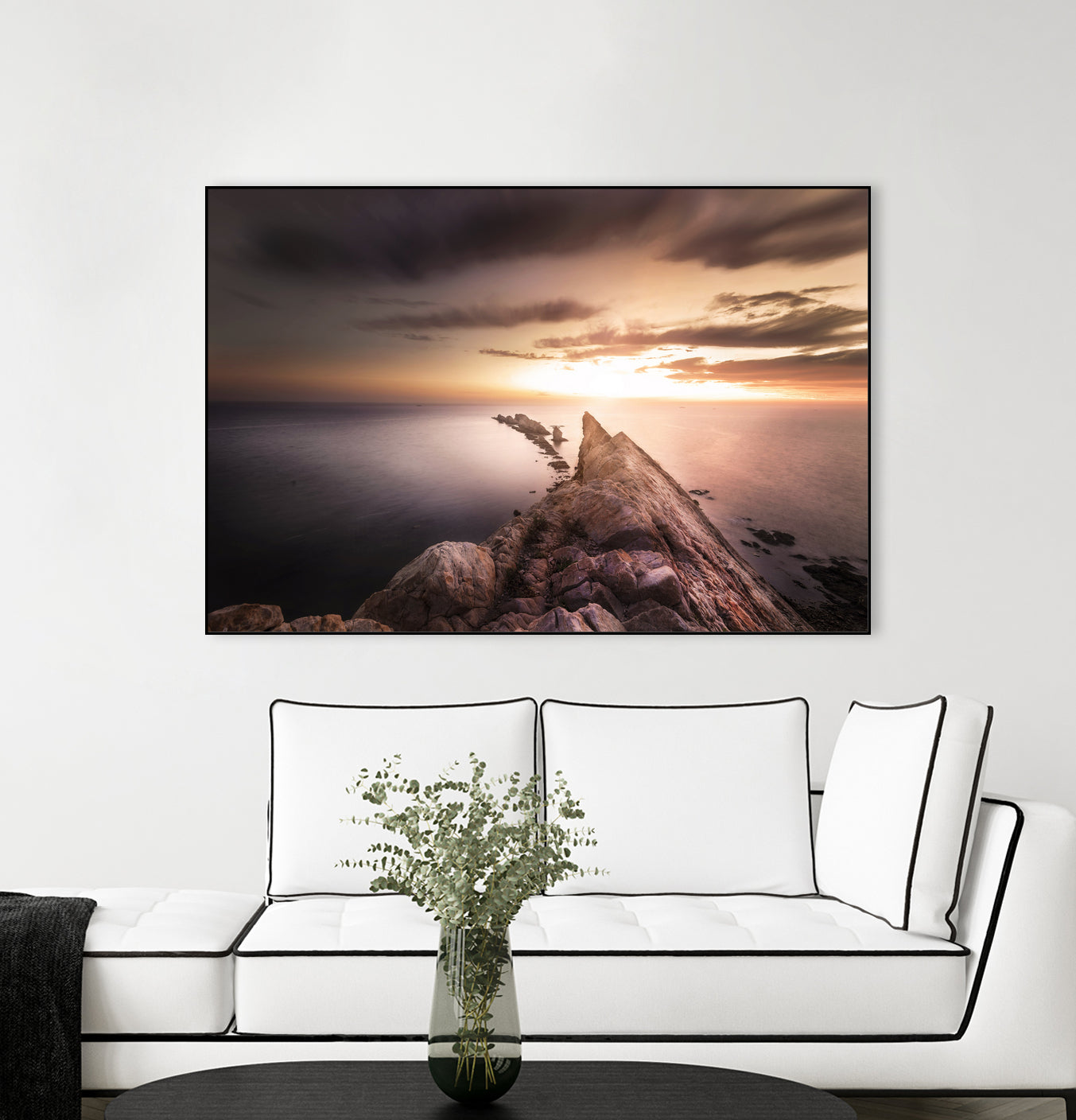 Sunset Coast, Waves and Rocks by Petra Lang on GIANT ART - brown photo illustration