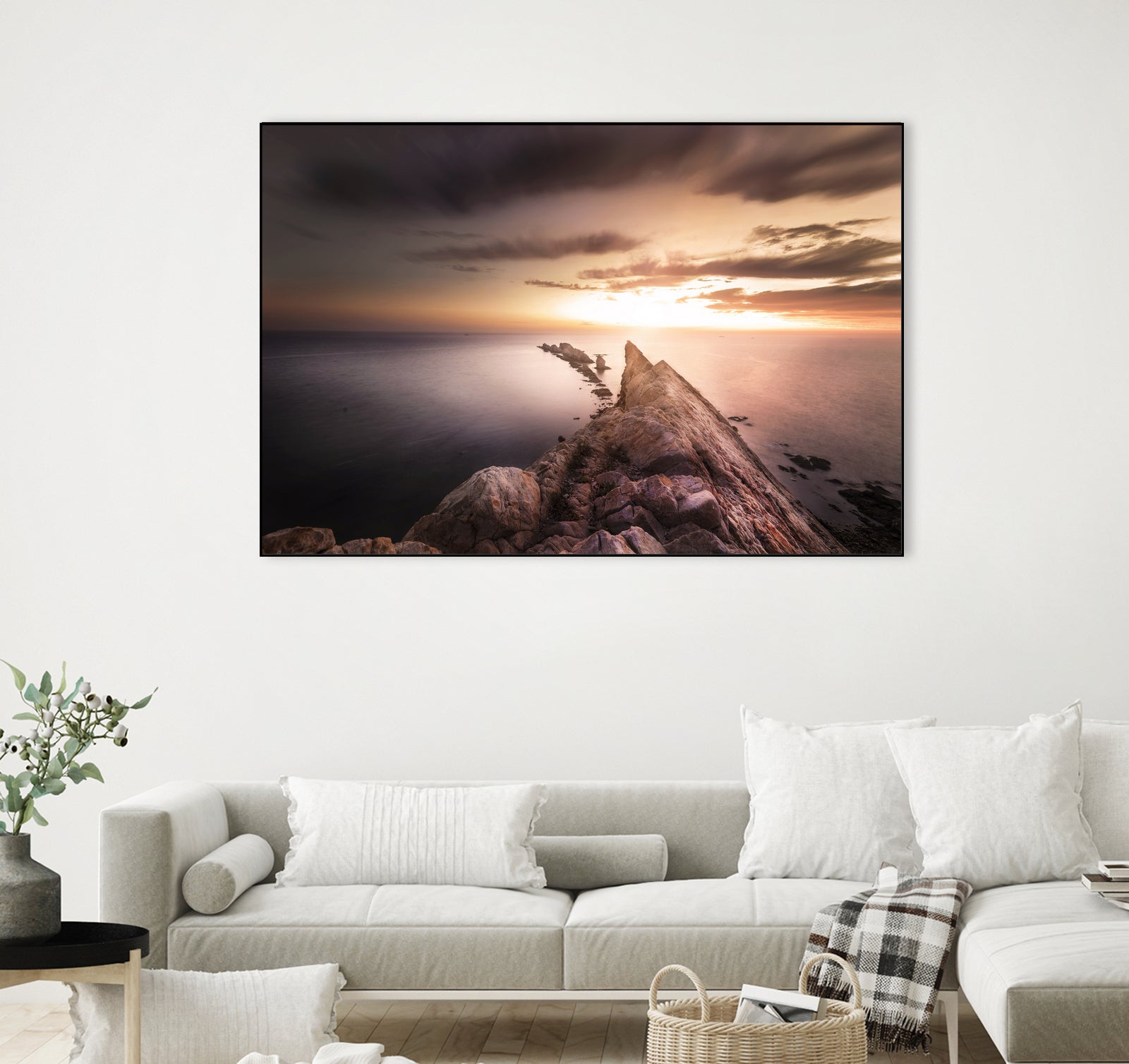 Sunset Coast, Waves and Rocks by Petra Lang on GIANT ART - brown photo illustration