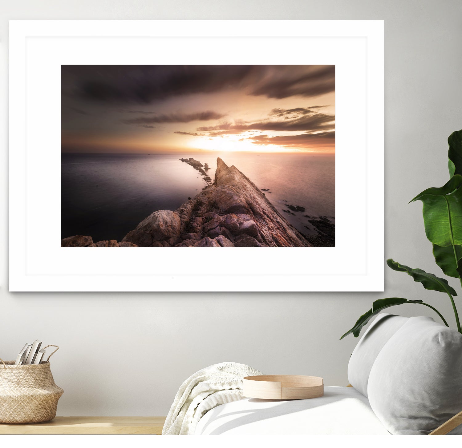 Sunset Coast, Waves and Rocks by Petra Lang on GIANT ART - brown photo illustration