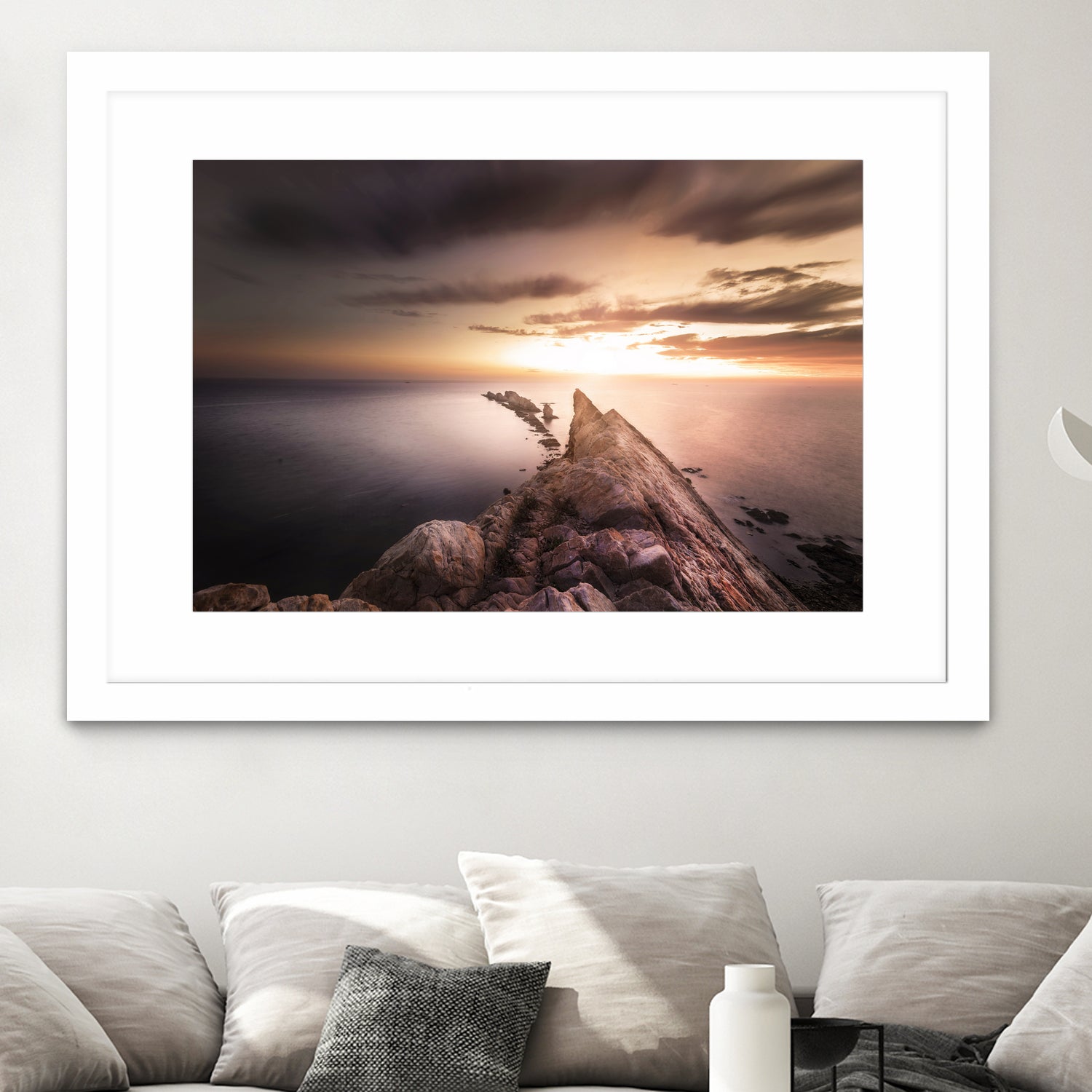 Sunset Coast, Waves and Rocks by Petra Lang on GIANT ART - brown photo illustration