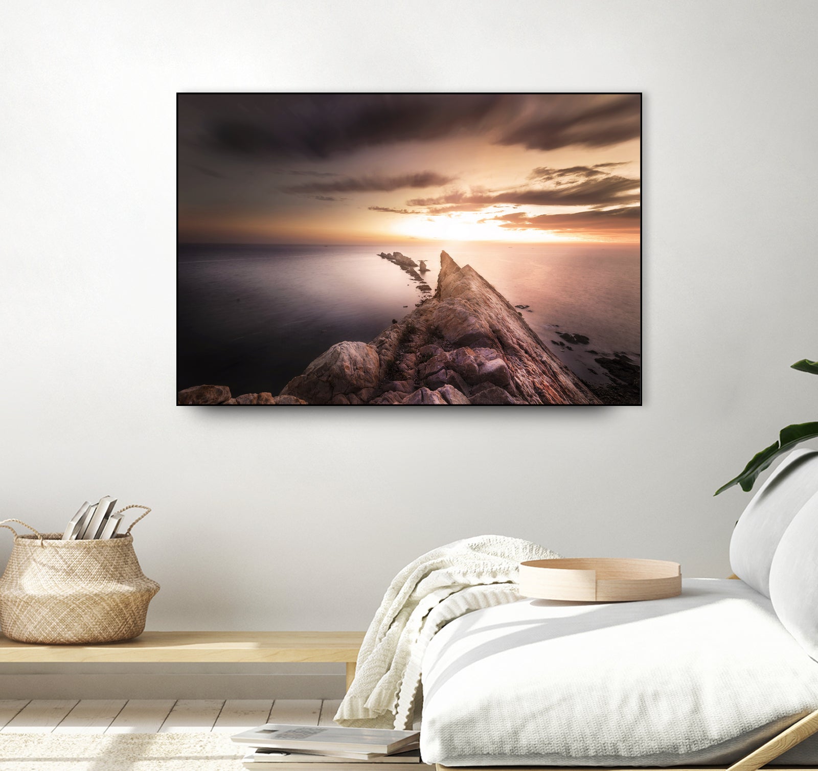 Sunset Coast, Waves and Rocks by Petra Lang on GIANT ART - brown photo illustration