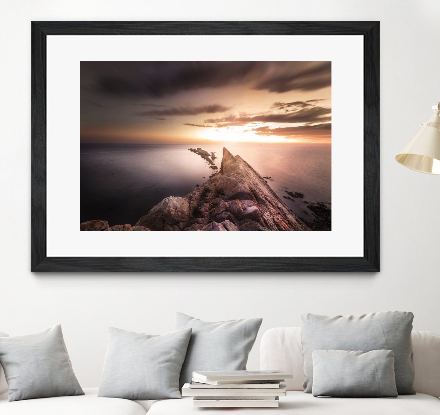 Sunset Coast, Waves and Rocks by Petra Lang on GIANT ART - brown photo illustration