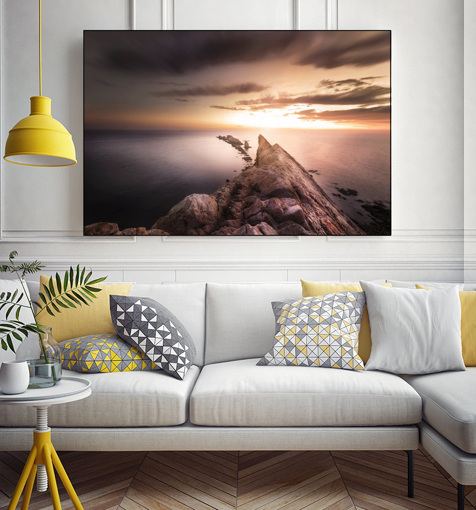 Sunset Coast, Waves and Rocks by Petra Lang on GIANT ART - brown photo illustration