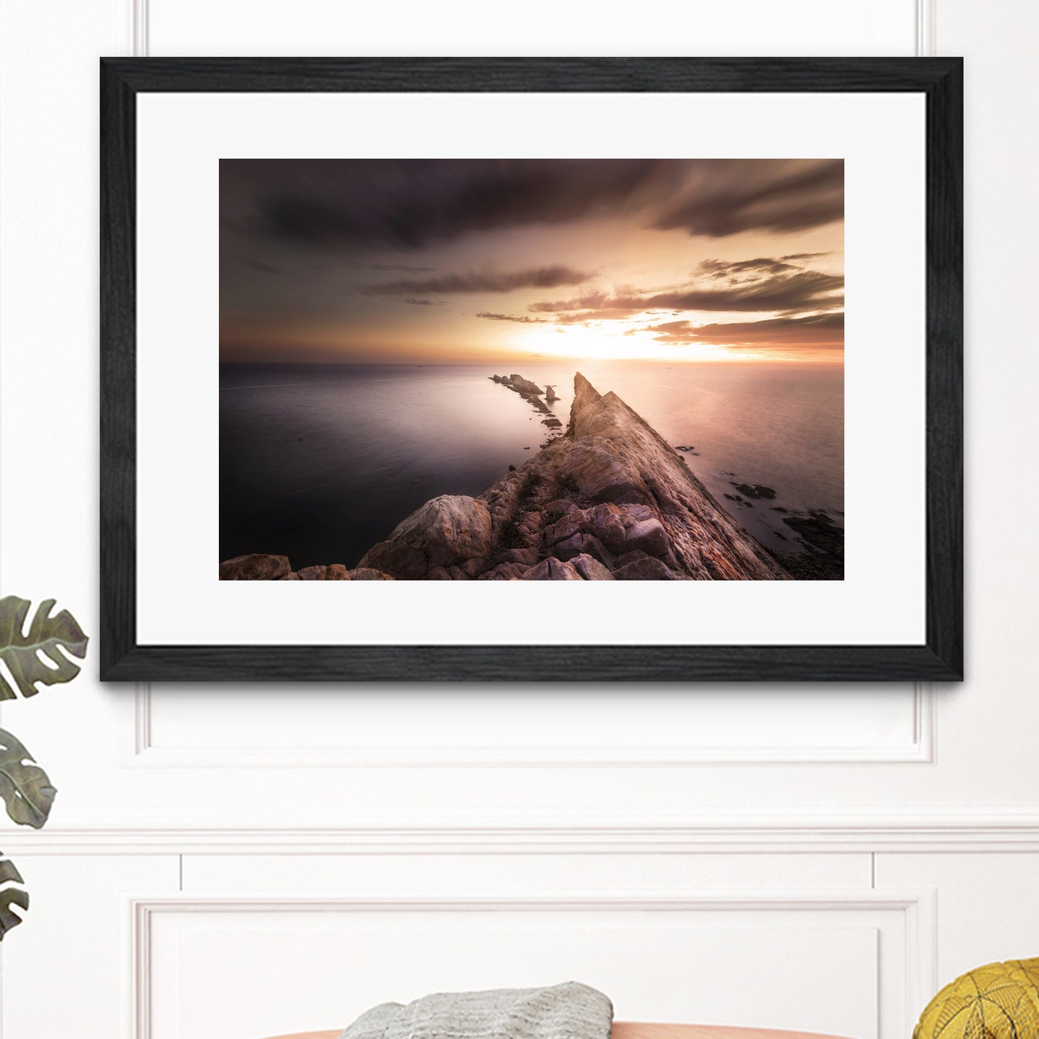 Sunset Coast, Waves and Rocks by Petra Lang on GIANT ART - brown photo illustration