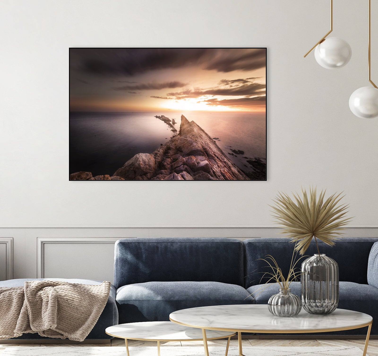 Sunset Coast, Waves and Rocks by Petra Lang on GIANT ART - brown photo illustration