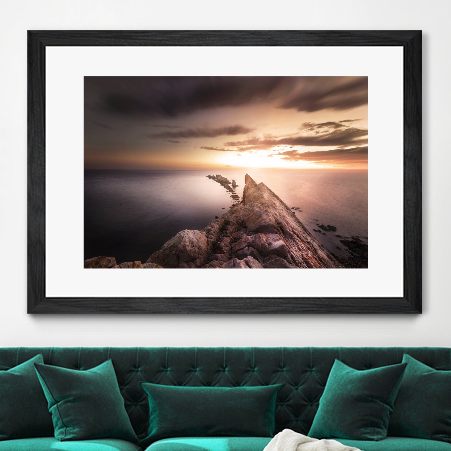 Sunset Coast, Waves and Rocks by Petra Lang on GIANT ART - brown photo illustration