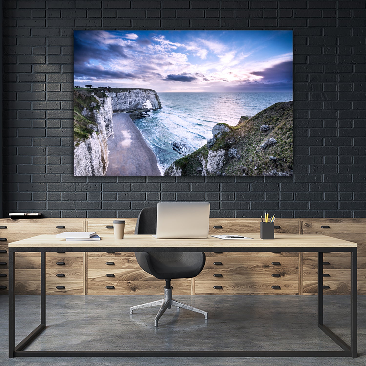 Natural Rock Arch - Normandy, France by Petra Lang on GIANT ART - blue photo illustration