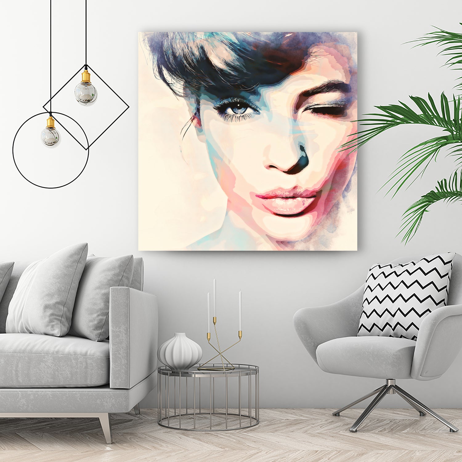 wink - painting watercolor by CADET Pierre on GIANT ART - blue digital painting